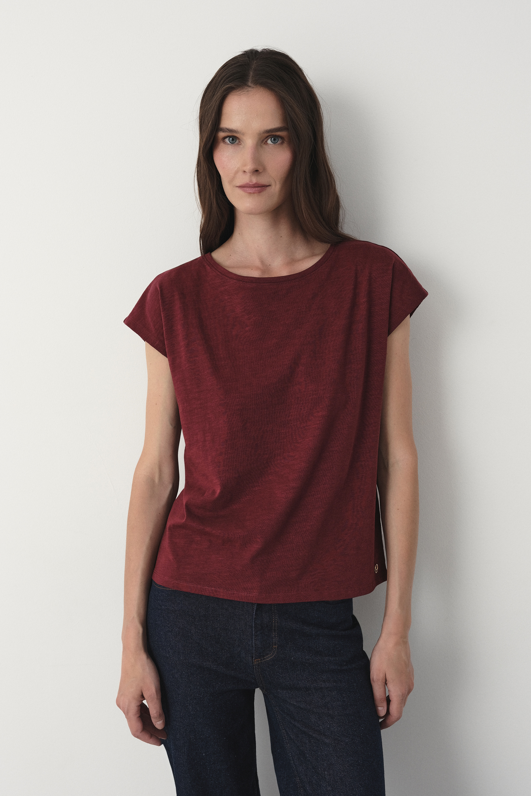 Bawełniany t-shirt w kasztanowym kolorze