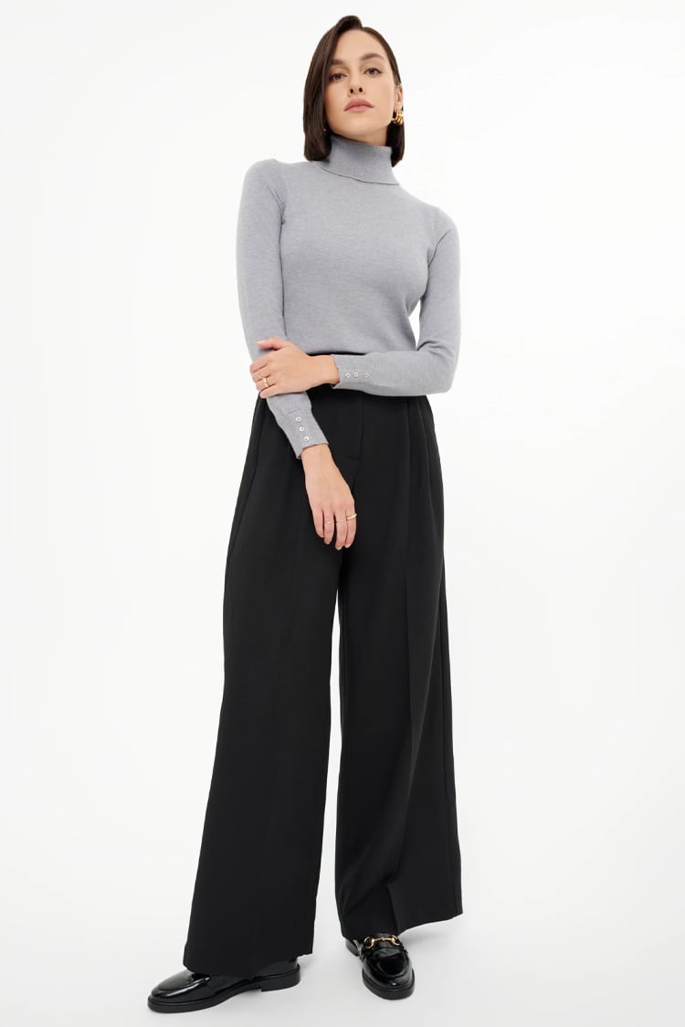 Czarne spodnie wide leg