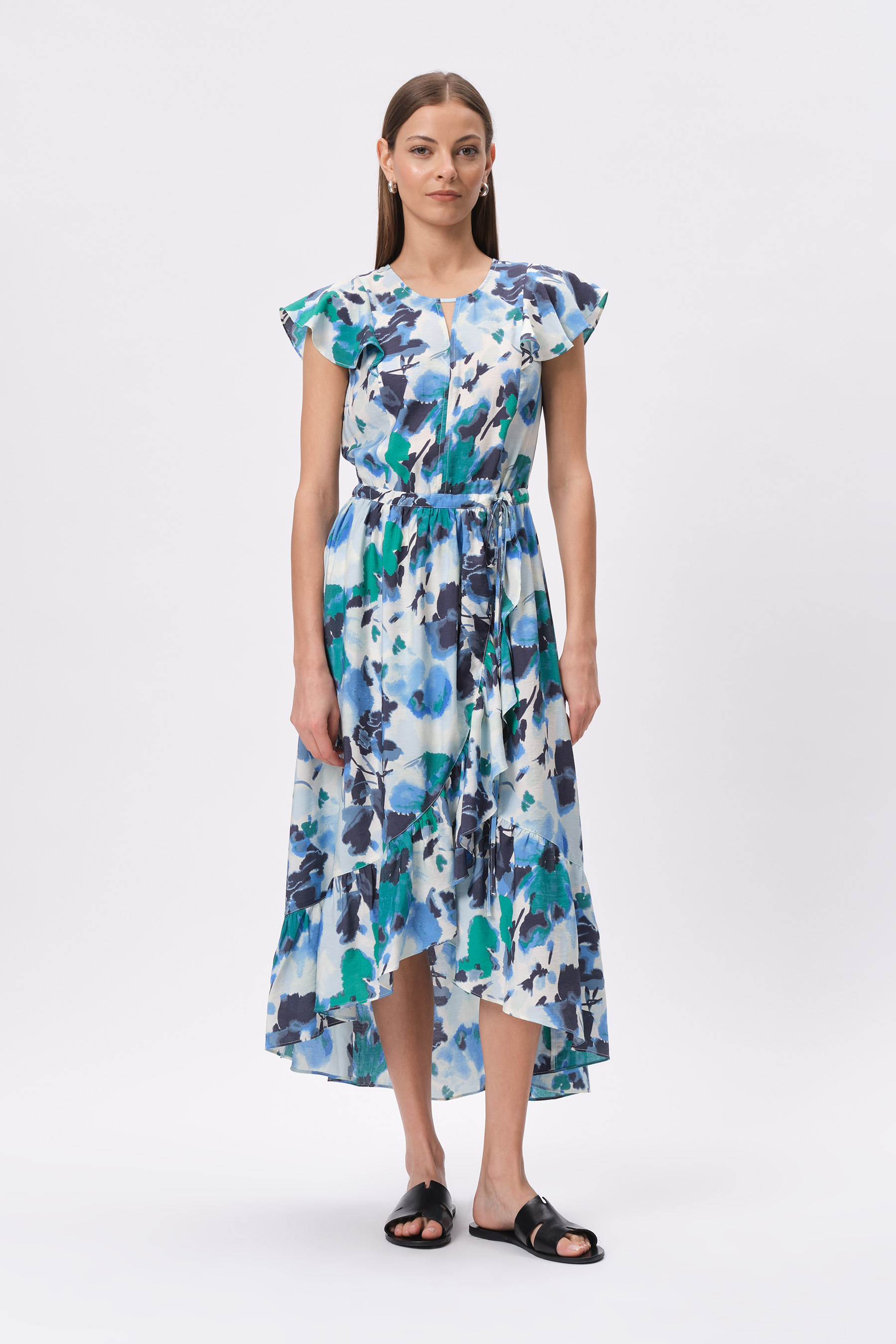 Sukienka w błękitny nadruk