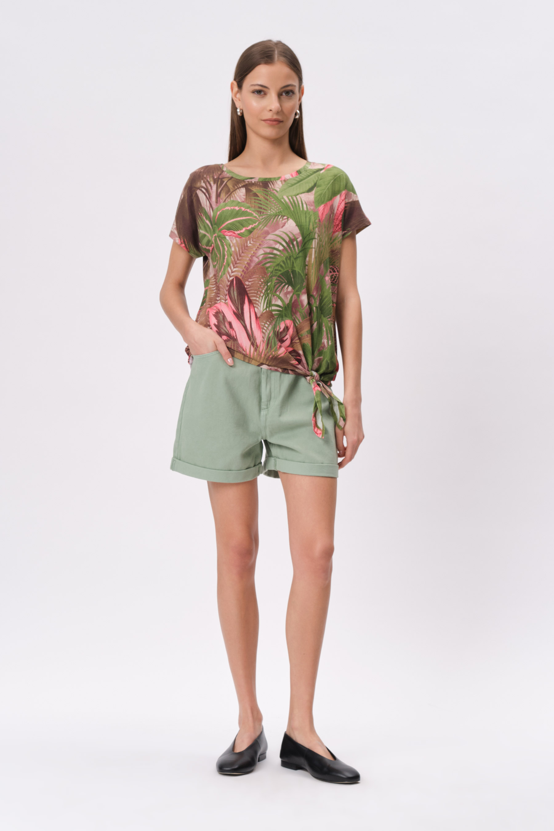 Zielony top z nadrukiem tropic