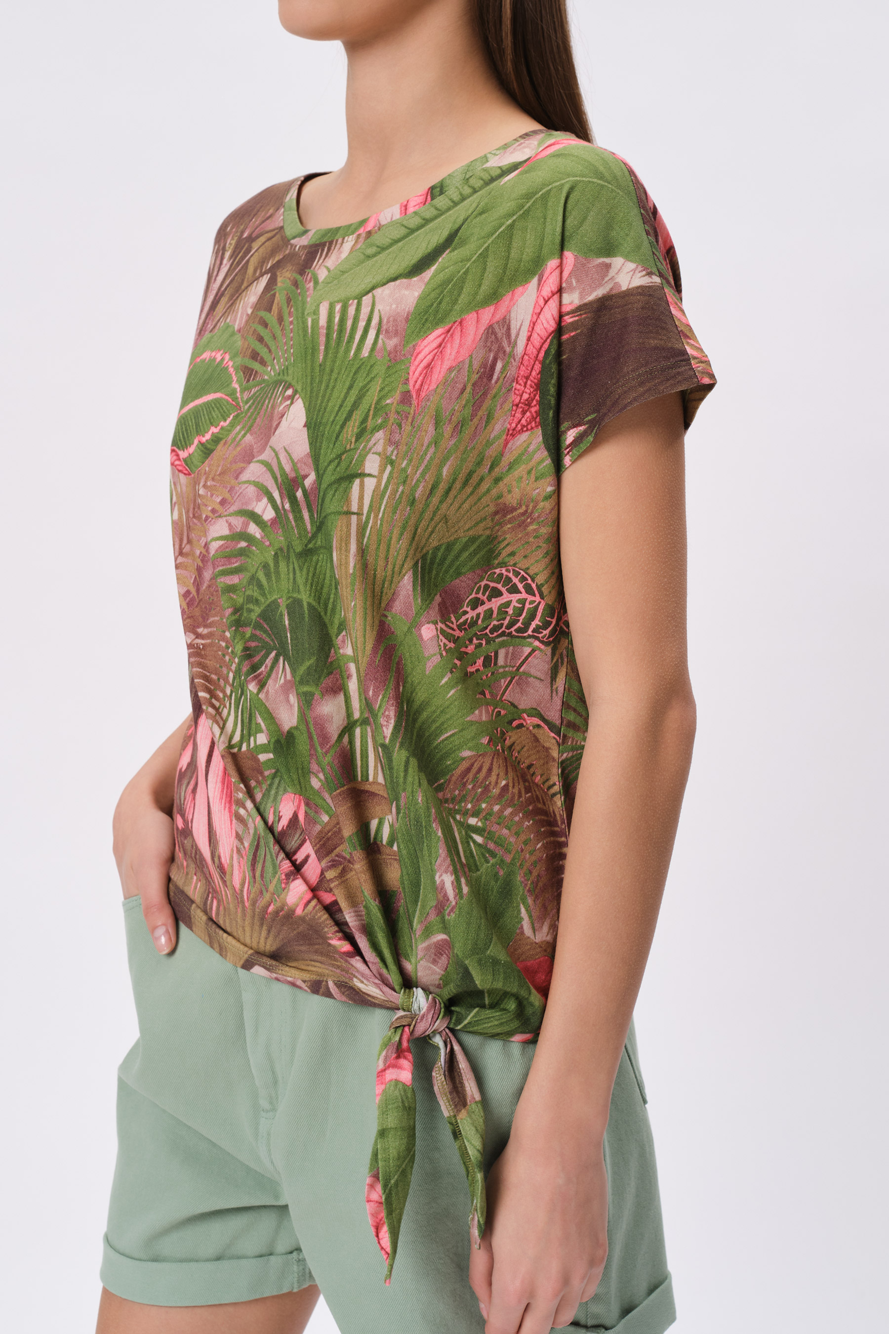 Zielony top z nadrukiem tropic