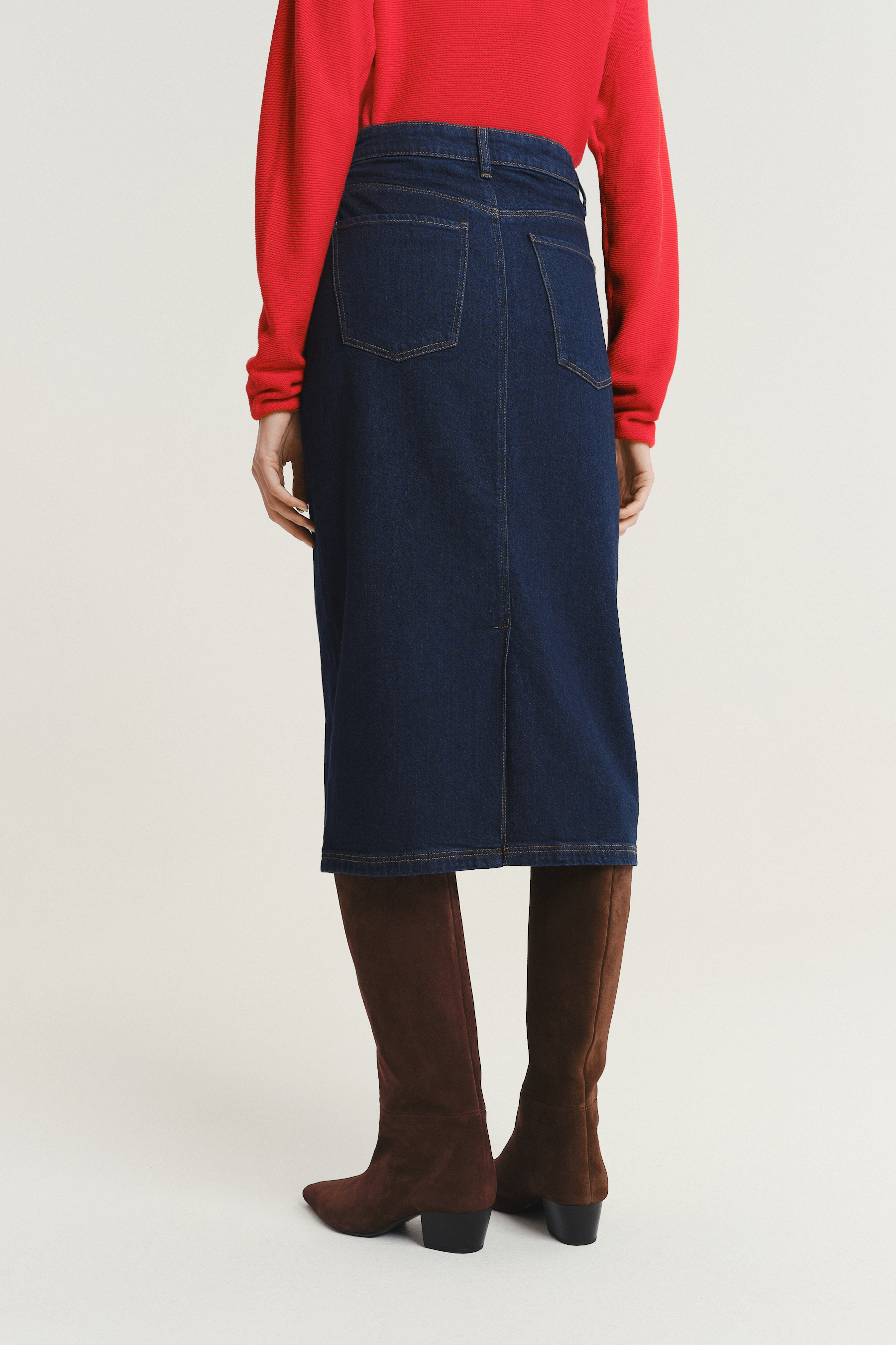 Jeansowa spódnica midi ciemny granat