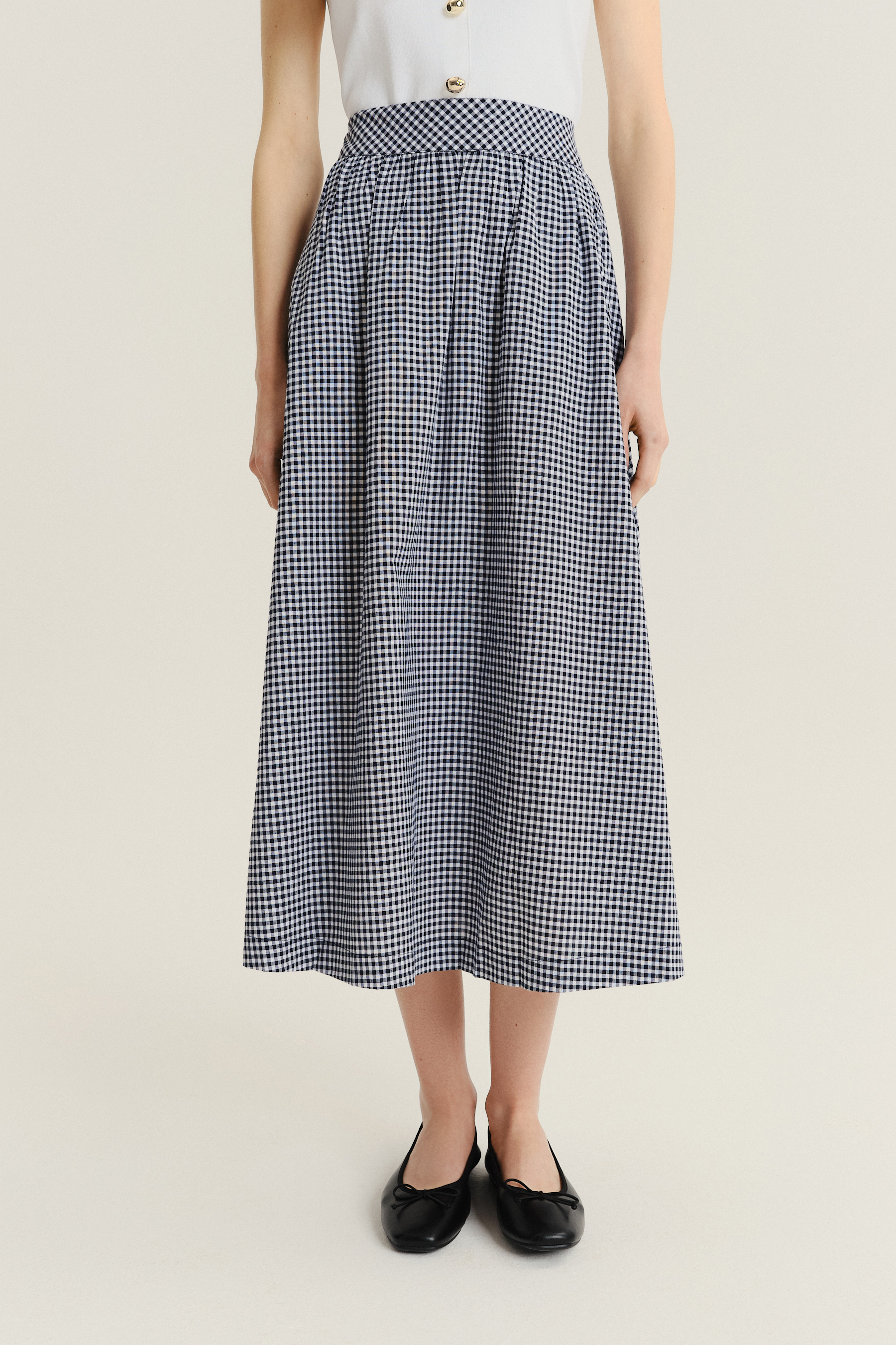 Spódnica midi w kratę vichy 