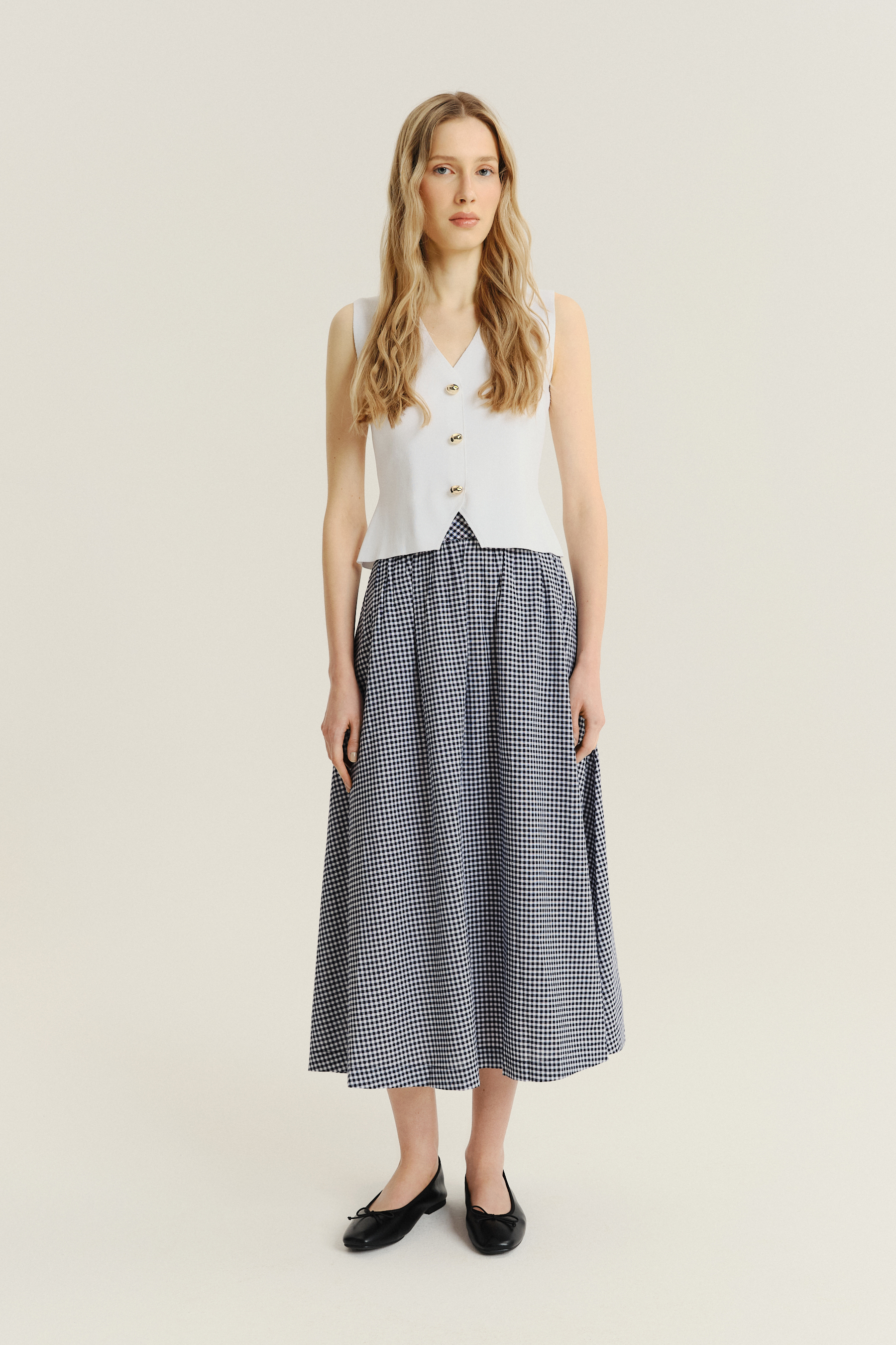 Spódnica midi w kratę vichy 