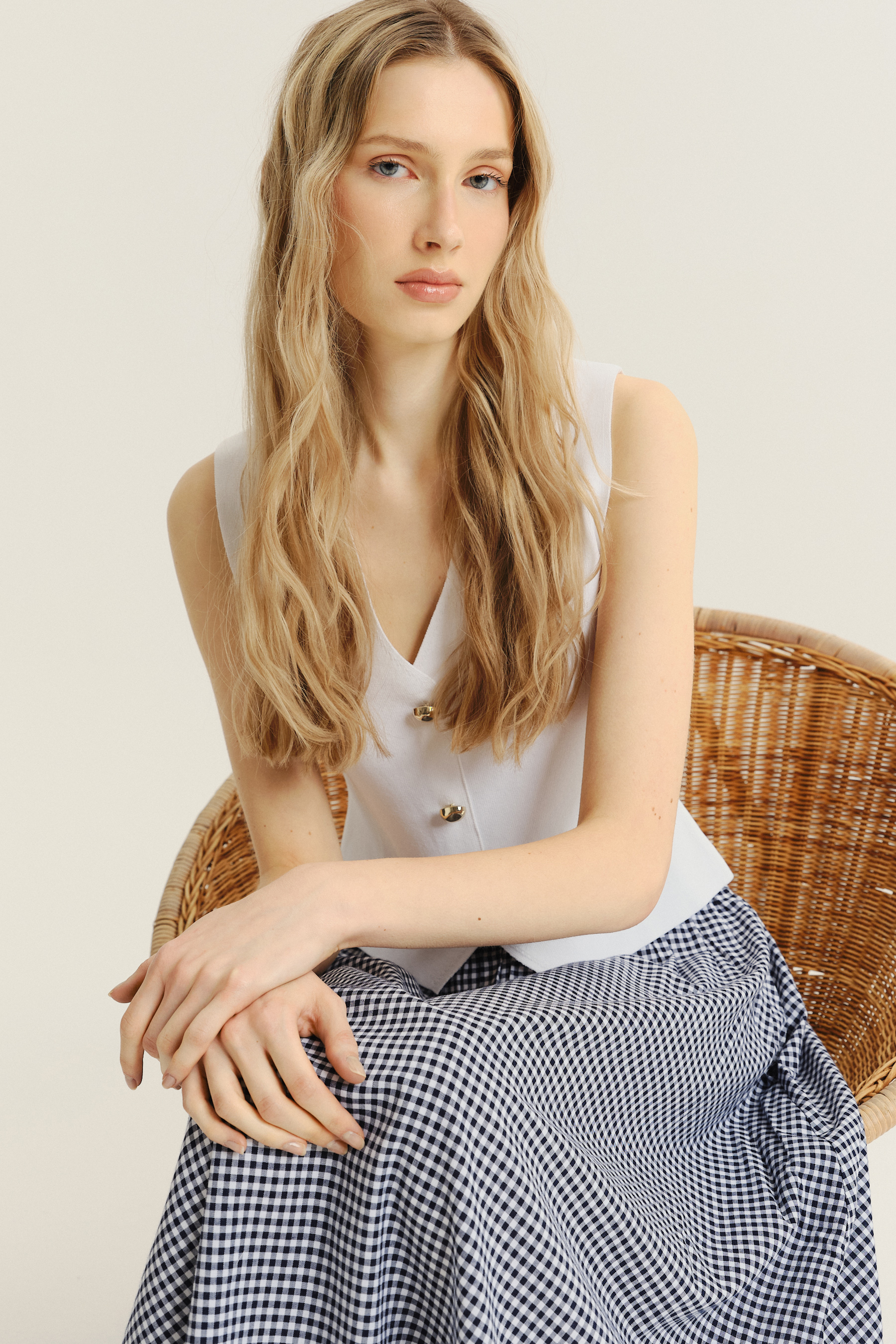 Spódnica midi w kratę vichy 