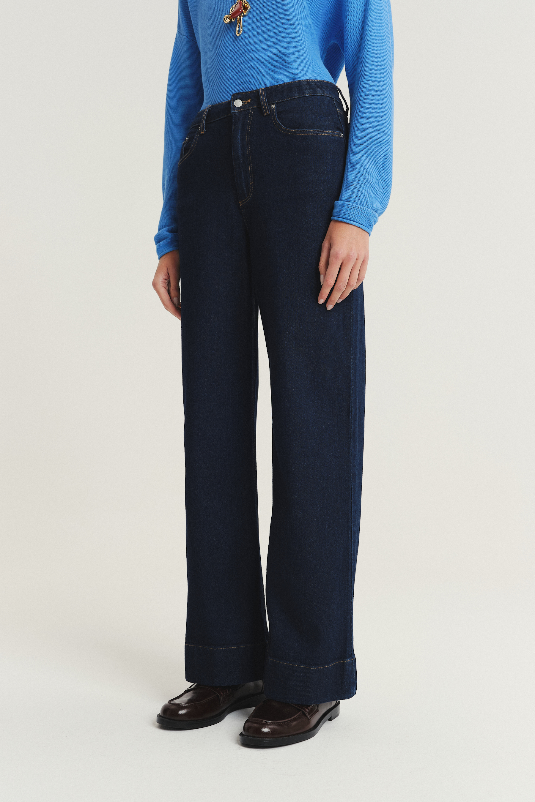 Granatowe spodnie wide leg