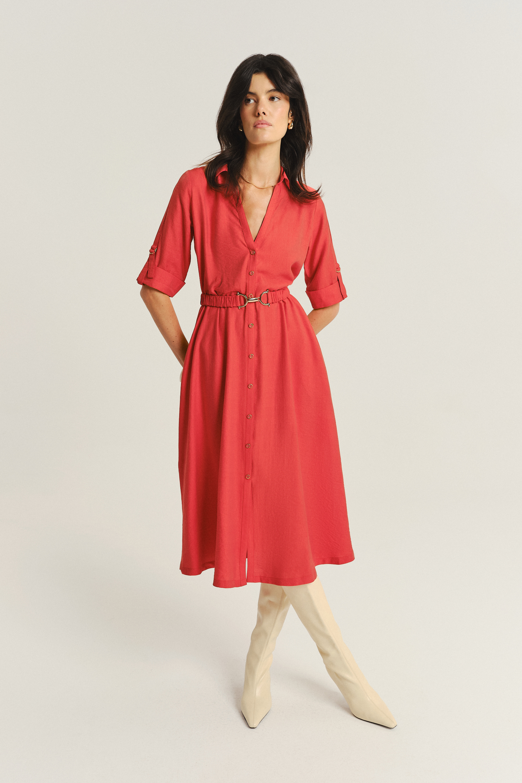 Koralowa szmizjerka z dekoracyjnym paskiem Greenpoint