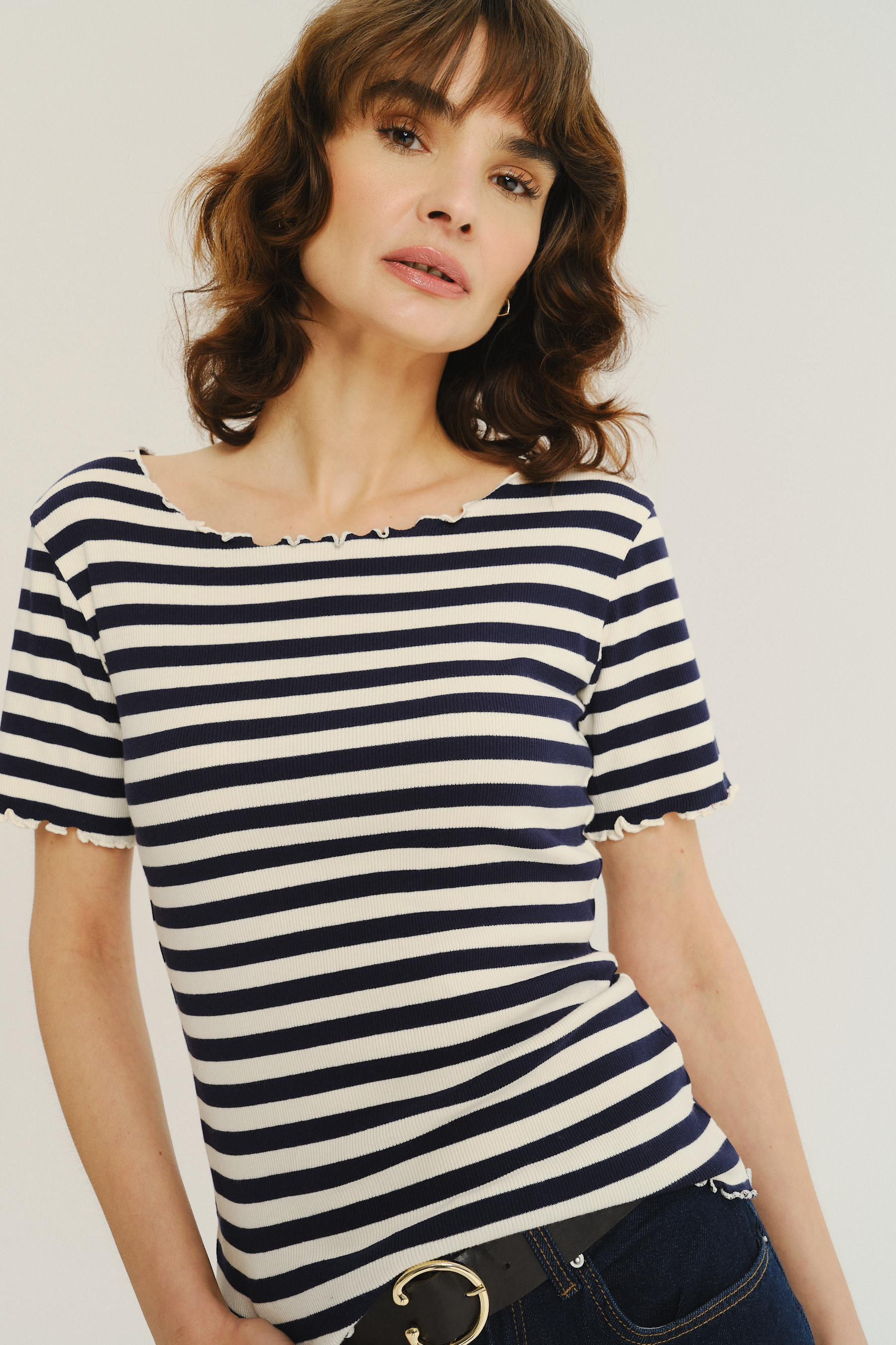 Biało-czarny top w paski