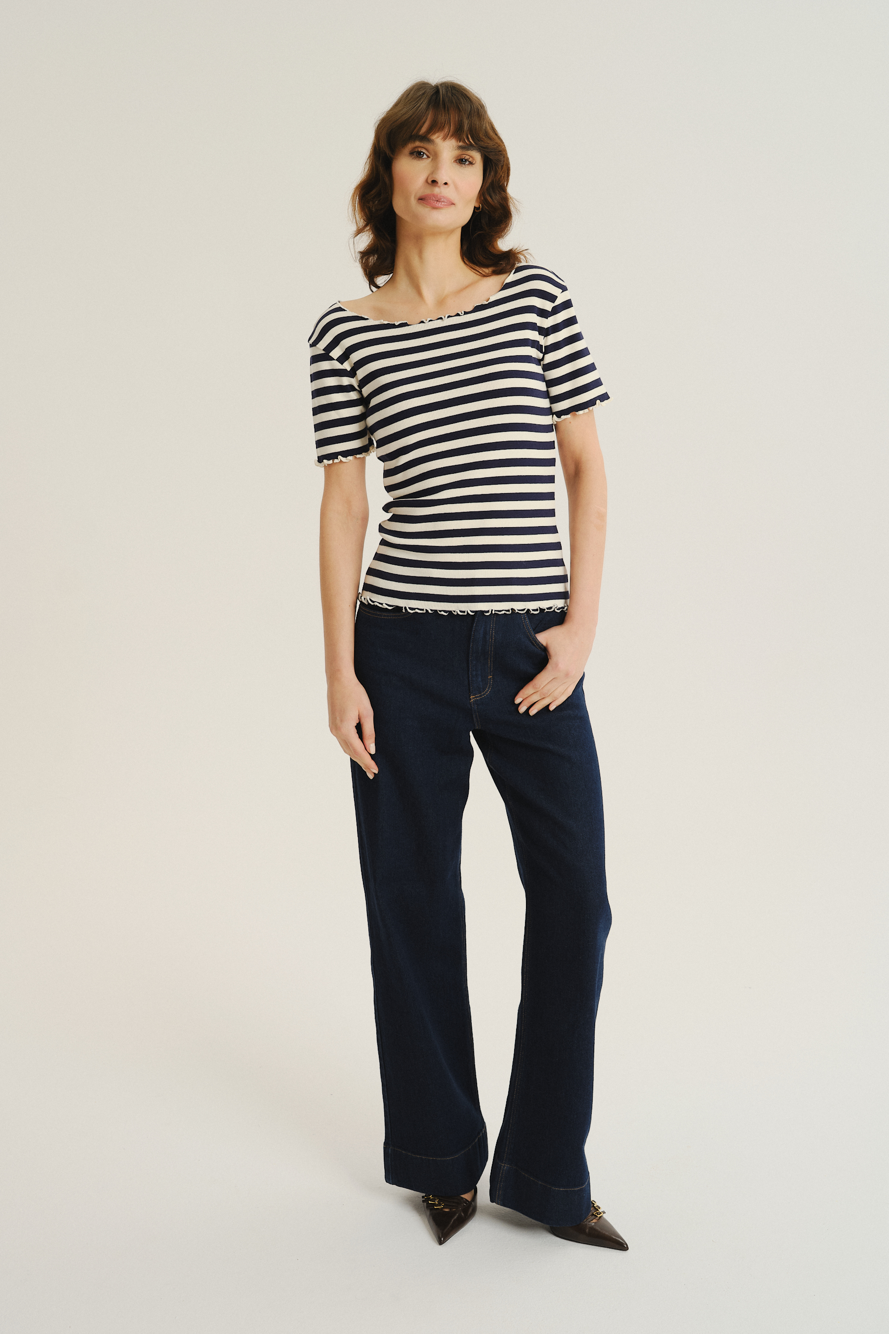 Biało-czarny top w paski