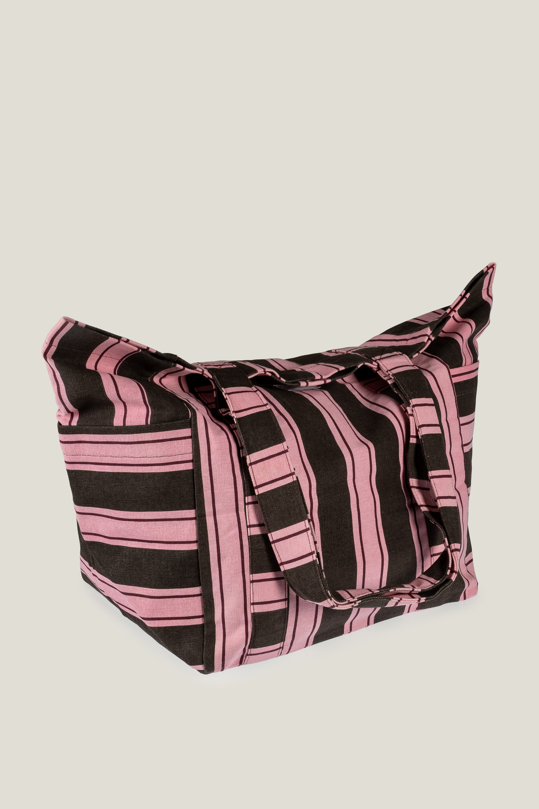 Brązowo-różowa torba z zapięciem na zatrzask