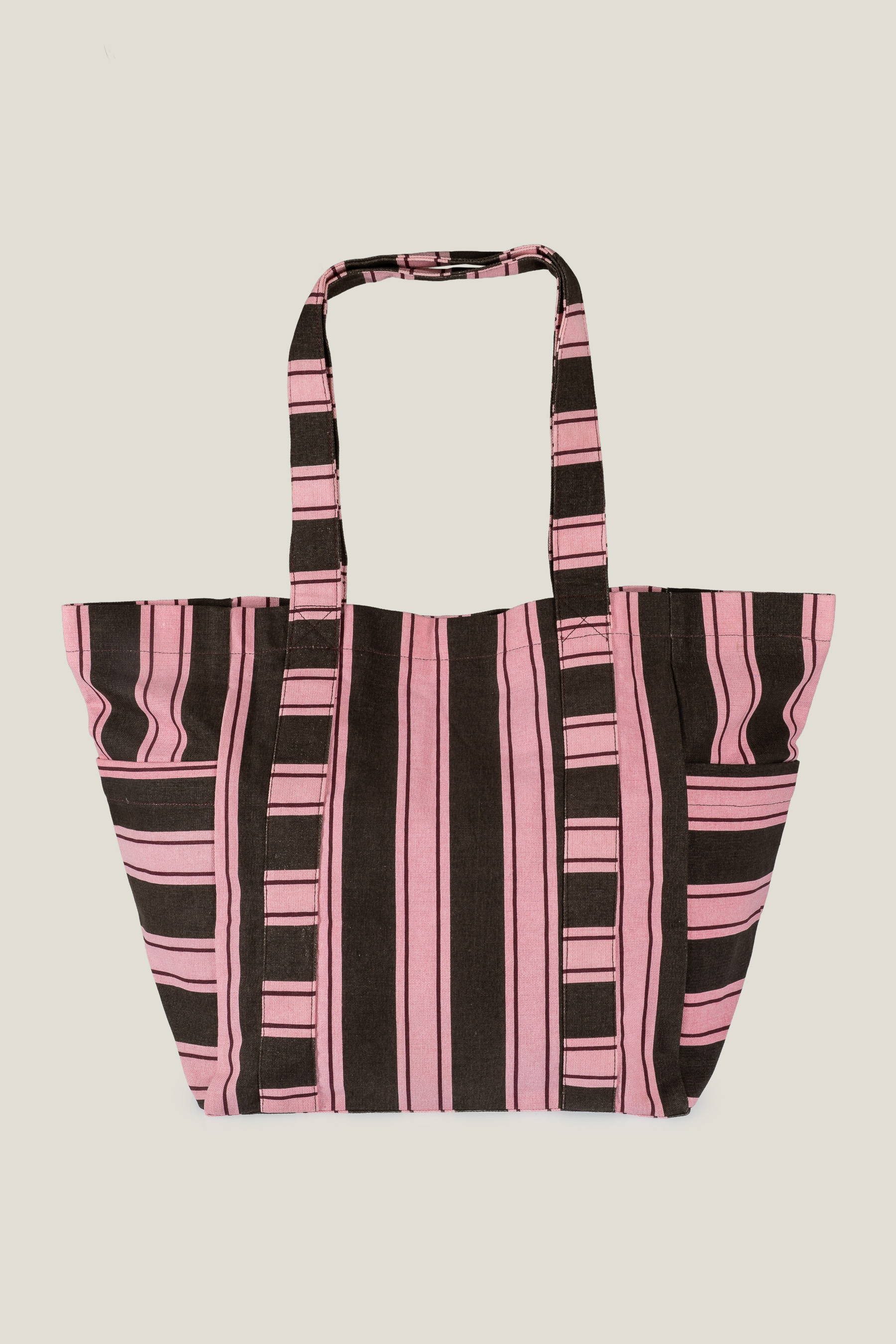 Brązowo-różowa torba z zapięciem na zatrzask