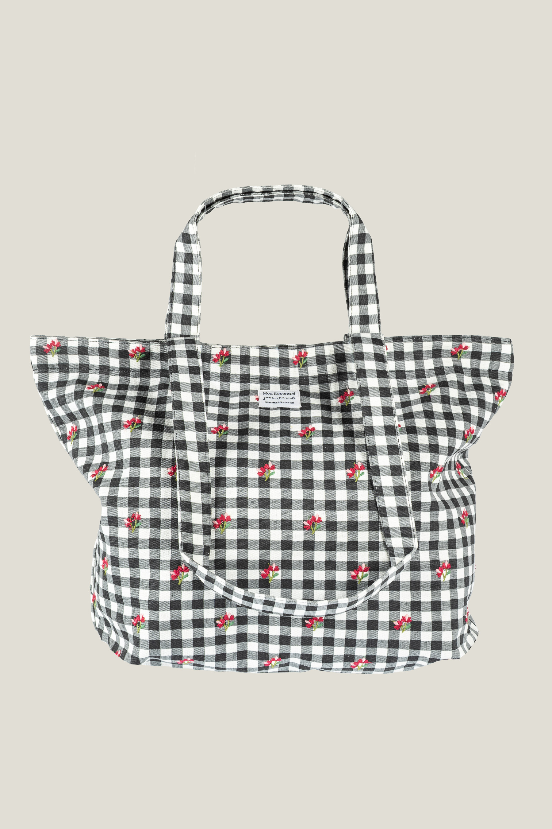 Biało-czarna torba z nadrukiem w kwiaty