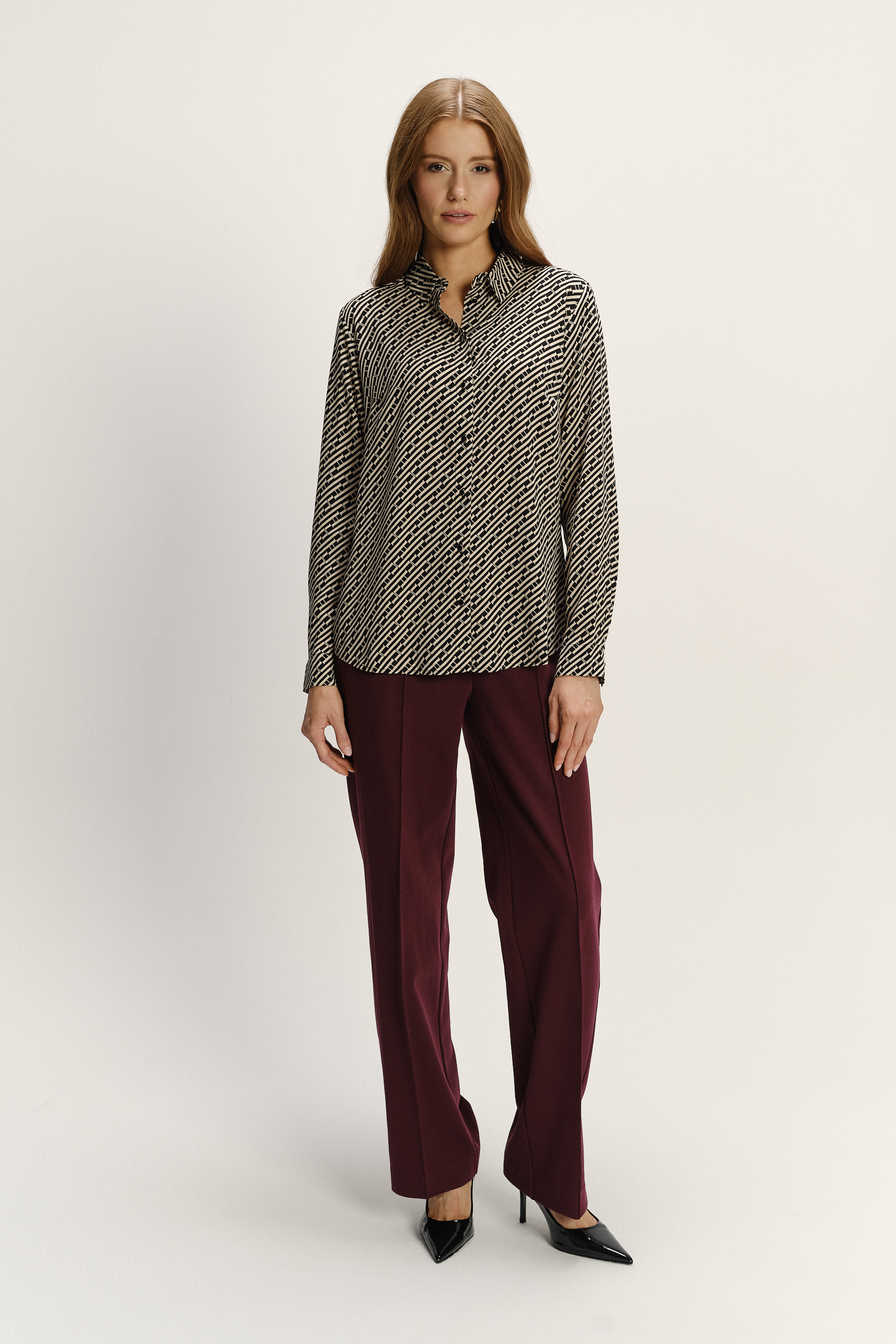 Printowana koszula z wiskozy długi rękaw