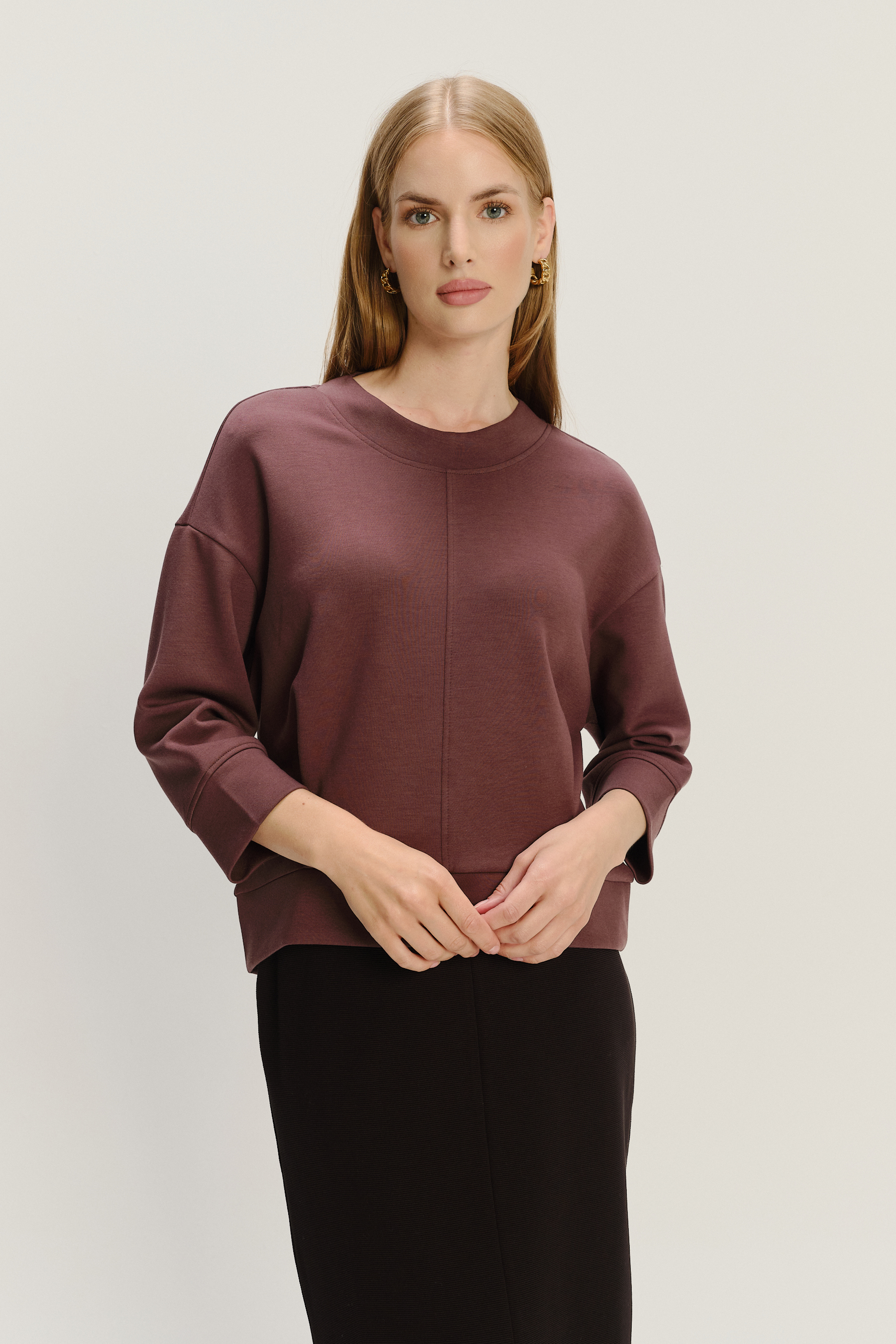 Uniwersalna bluza z rękawem 3/4 ciemny brąż