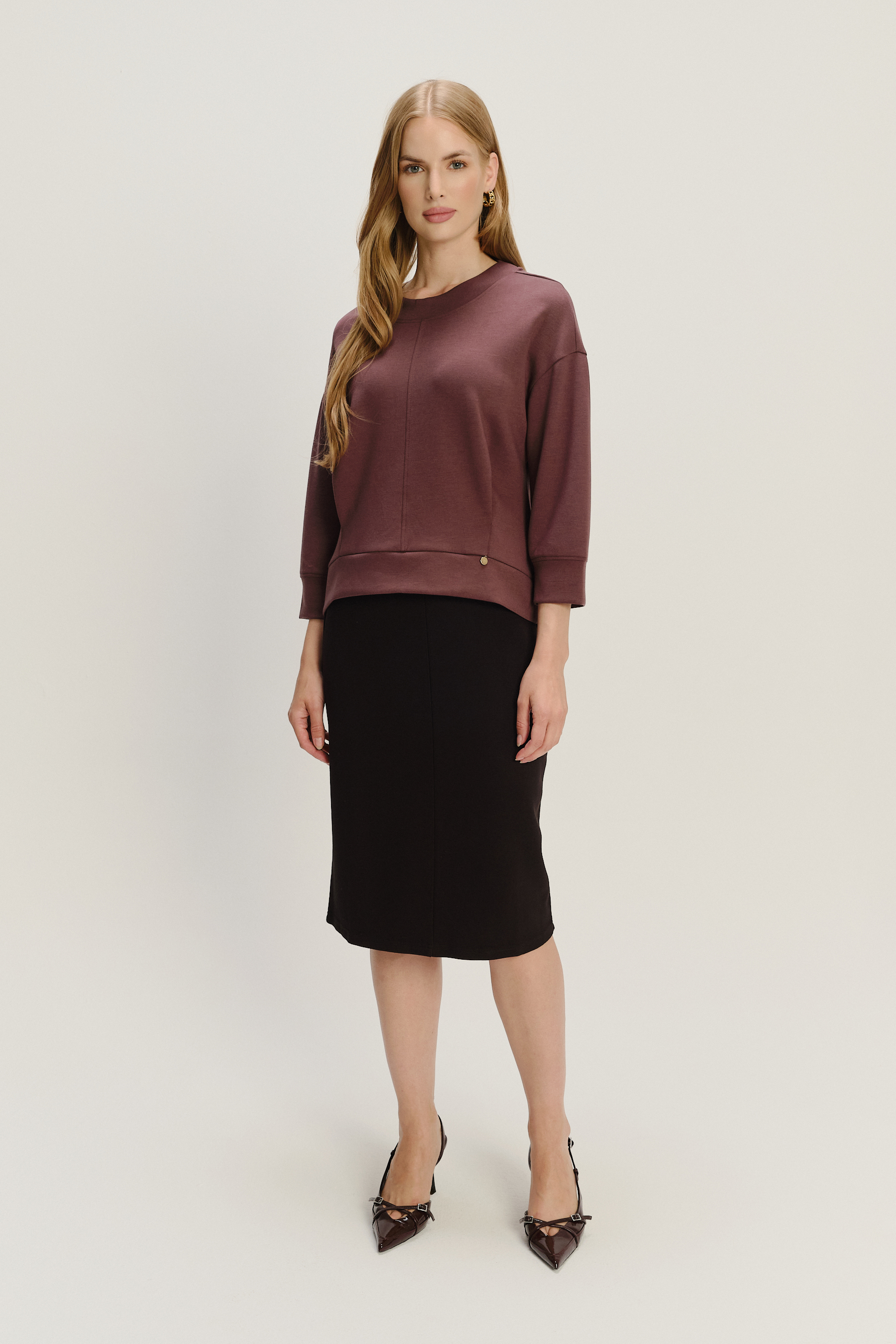 Uniwersalna bluza z rękawem 3/4 ciemny brąż