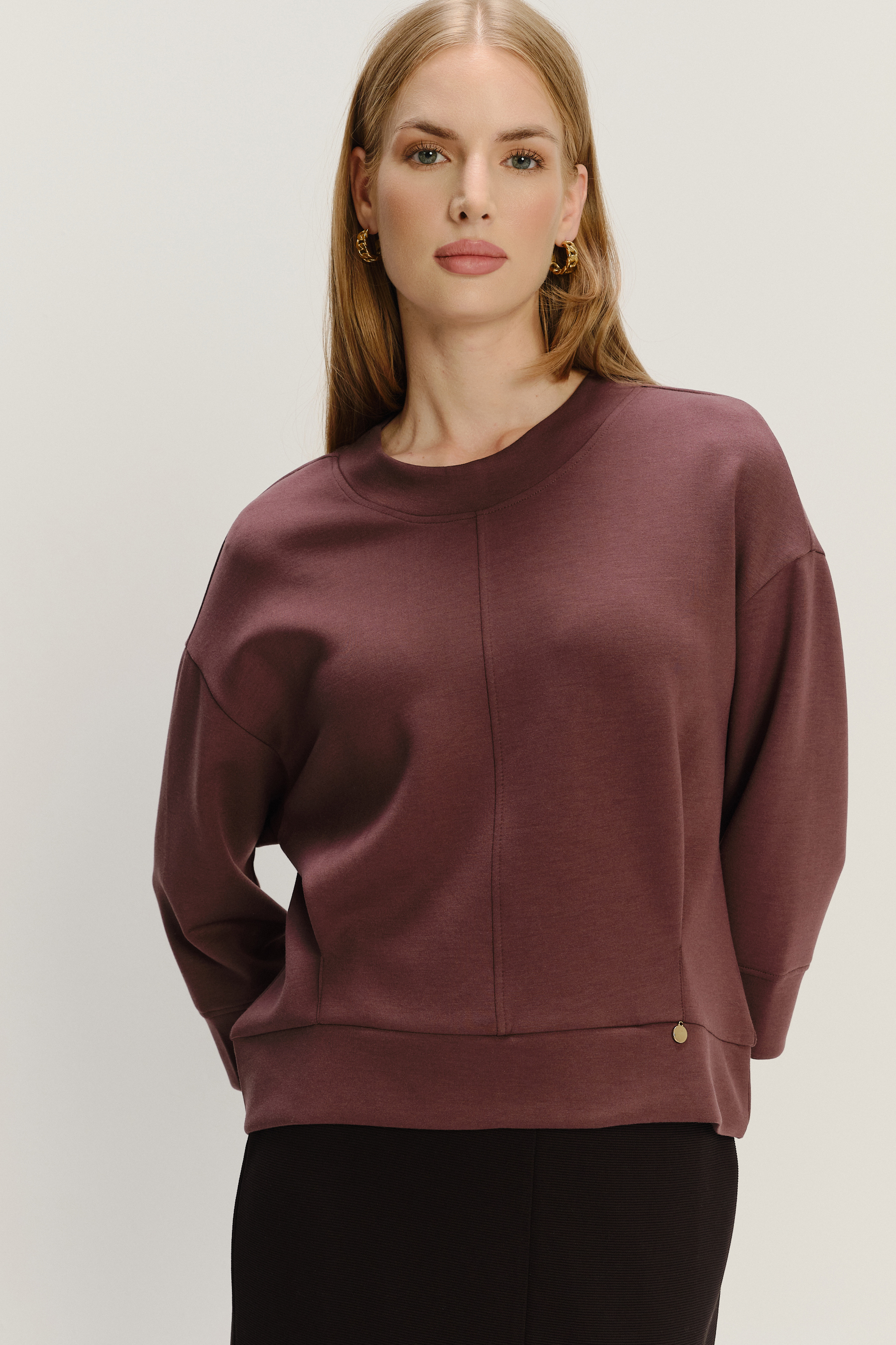 Uniwersalna bluza z rękawem 3/4 ciemny brąż