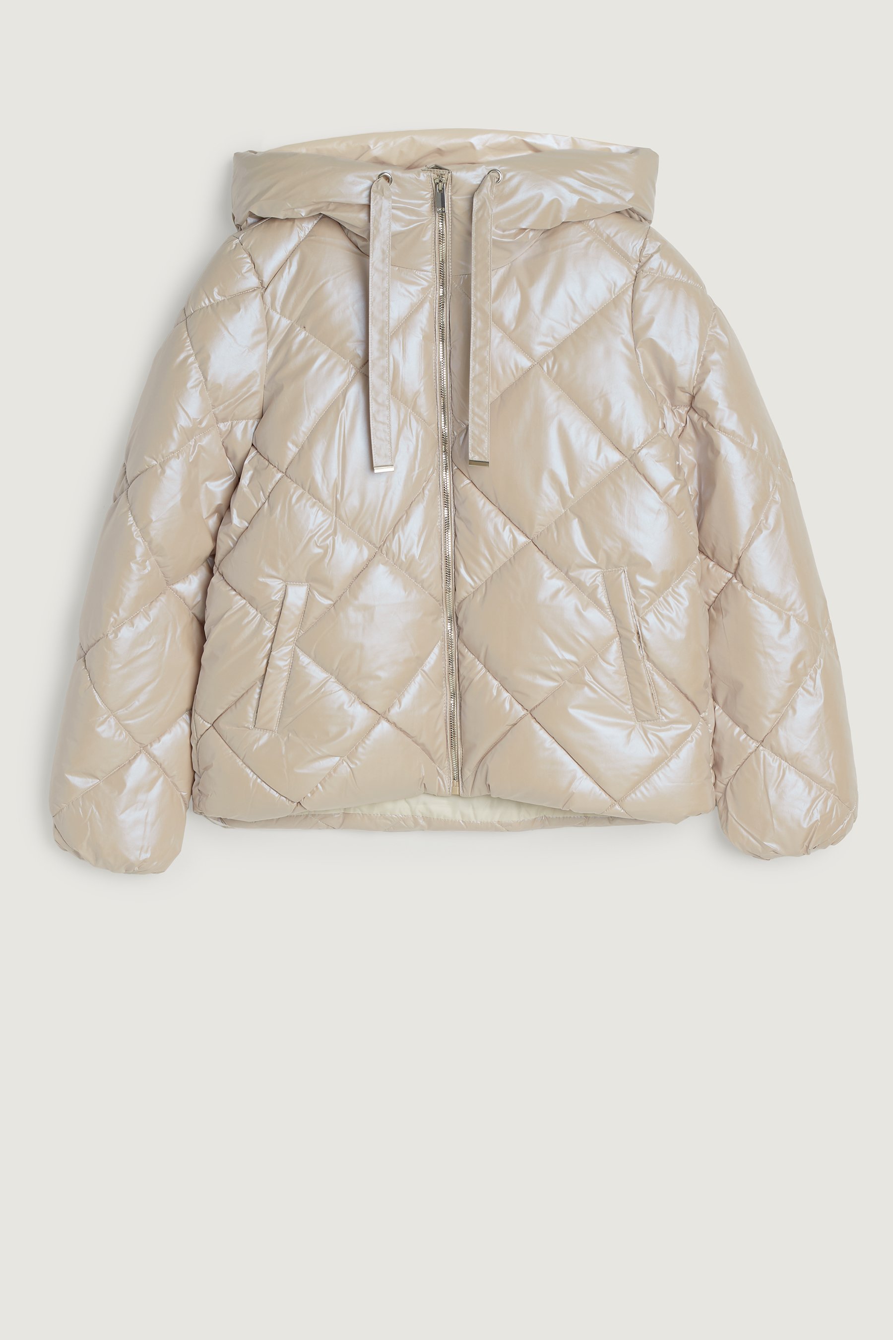 Pikowana kremowa kurtka z holograficznym połyskiem Pikowana kremowa kurtka z holograficznym połyskiem
