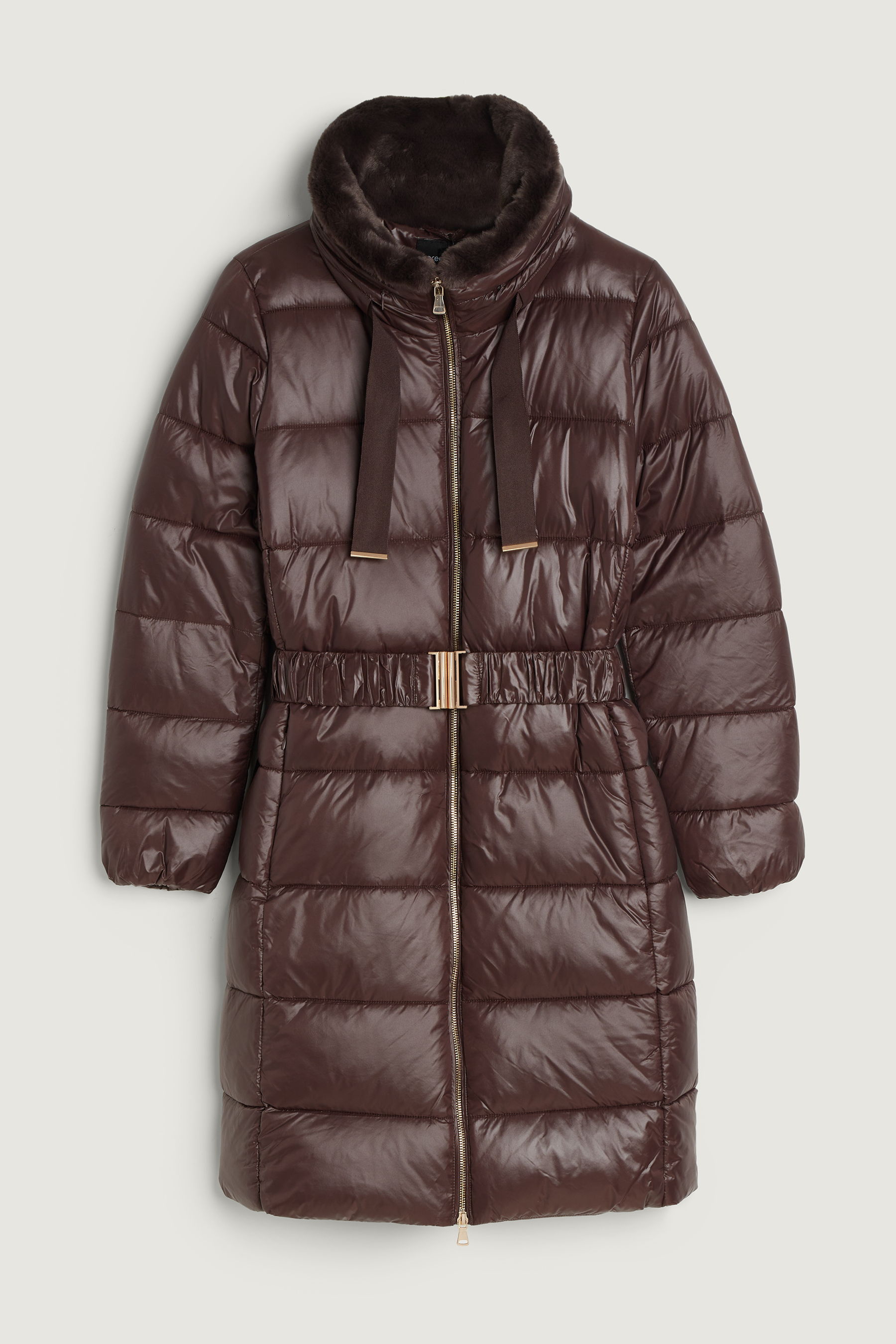 Stylowa pikowana kurtka z paskiem w talii