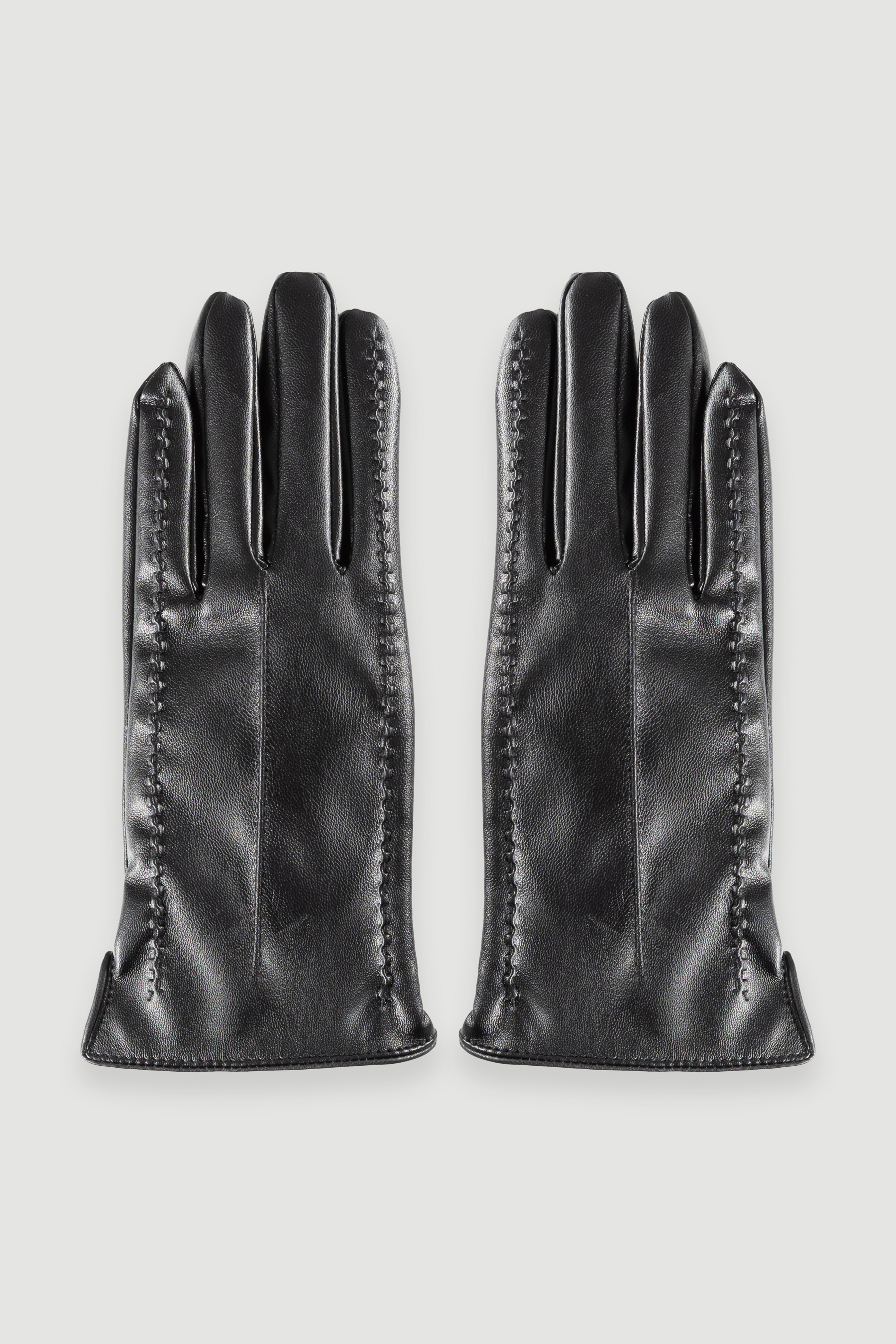 Czarne eleganckie rękawiczki z ekoskóry 