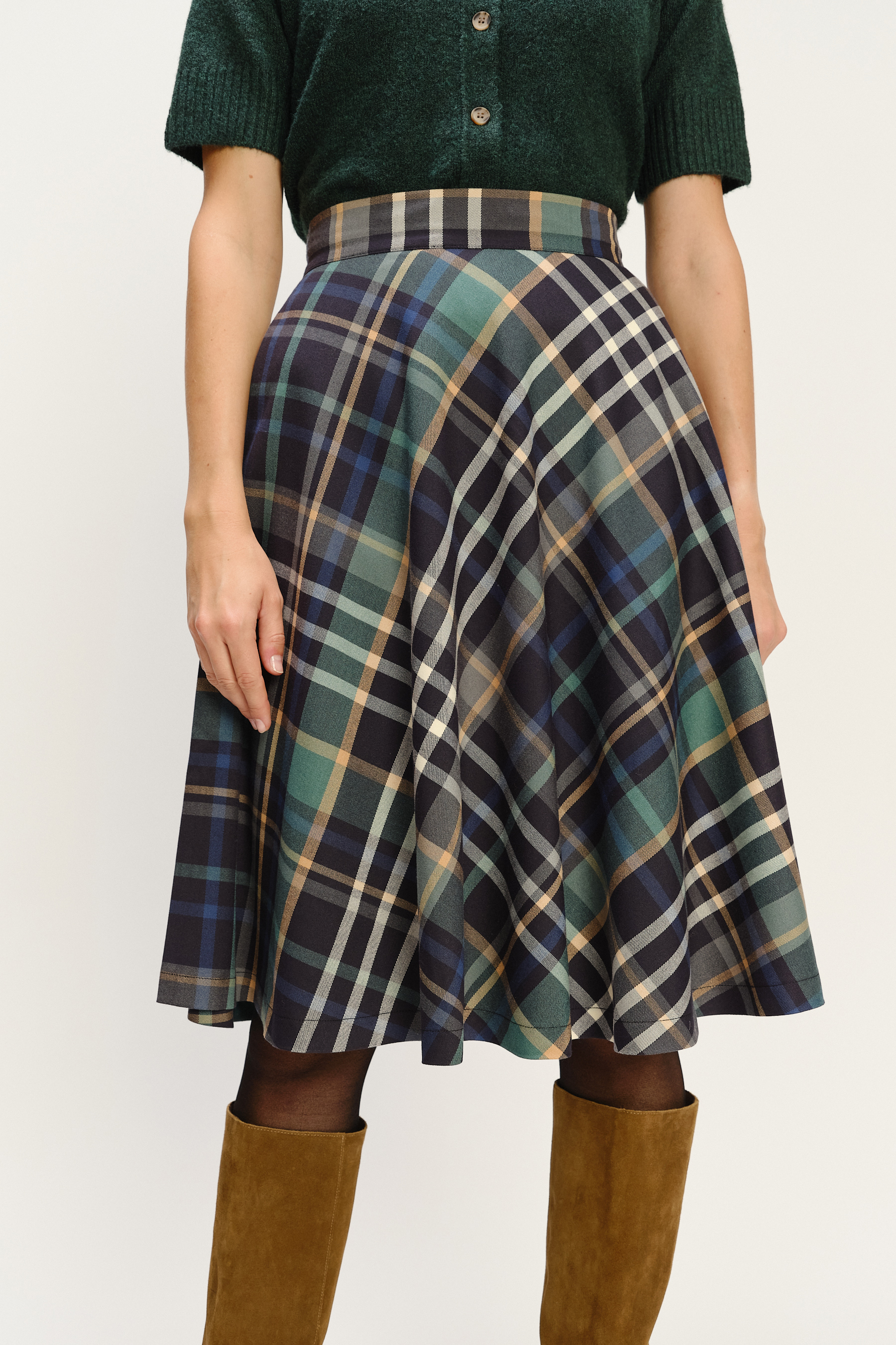 Wiskozowa spódnica midi w kratę