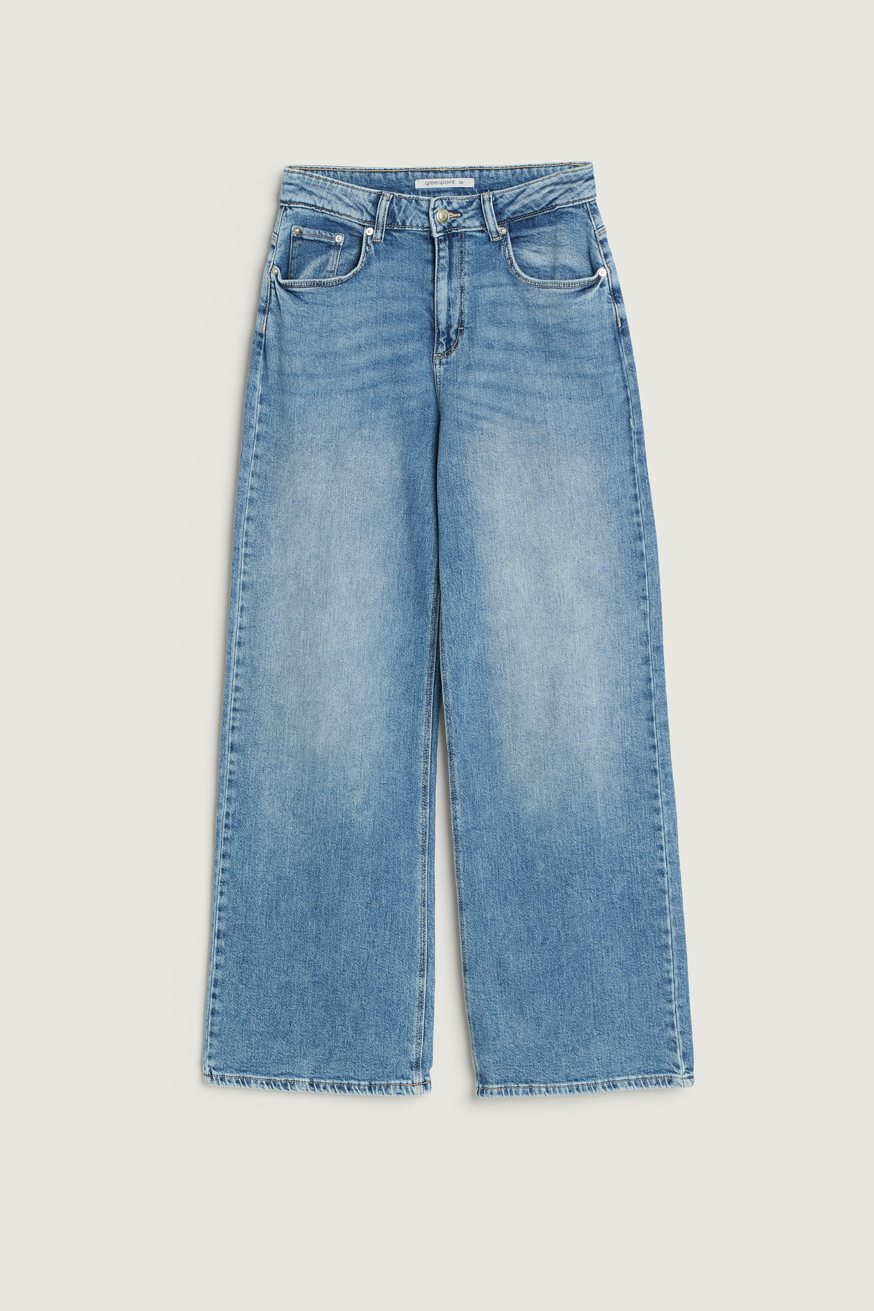 Stylowe jeansy z przetarciami krój wide leg