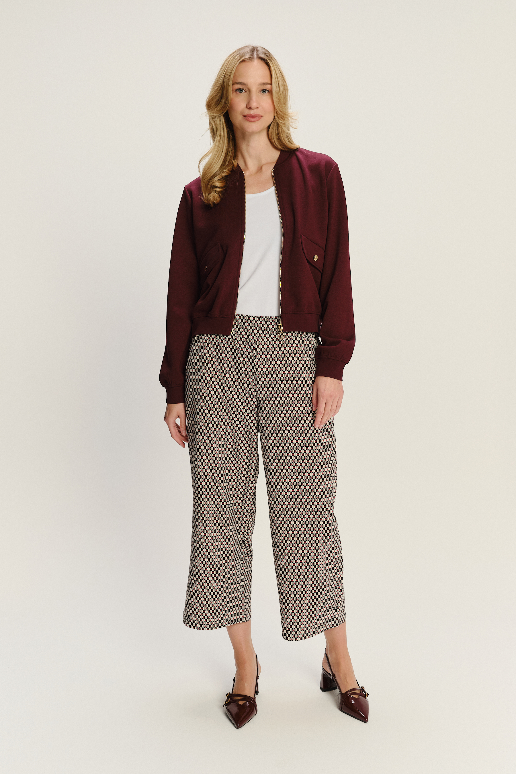 Spodnie typu culotte z printem 