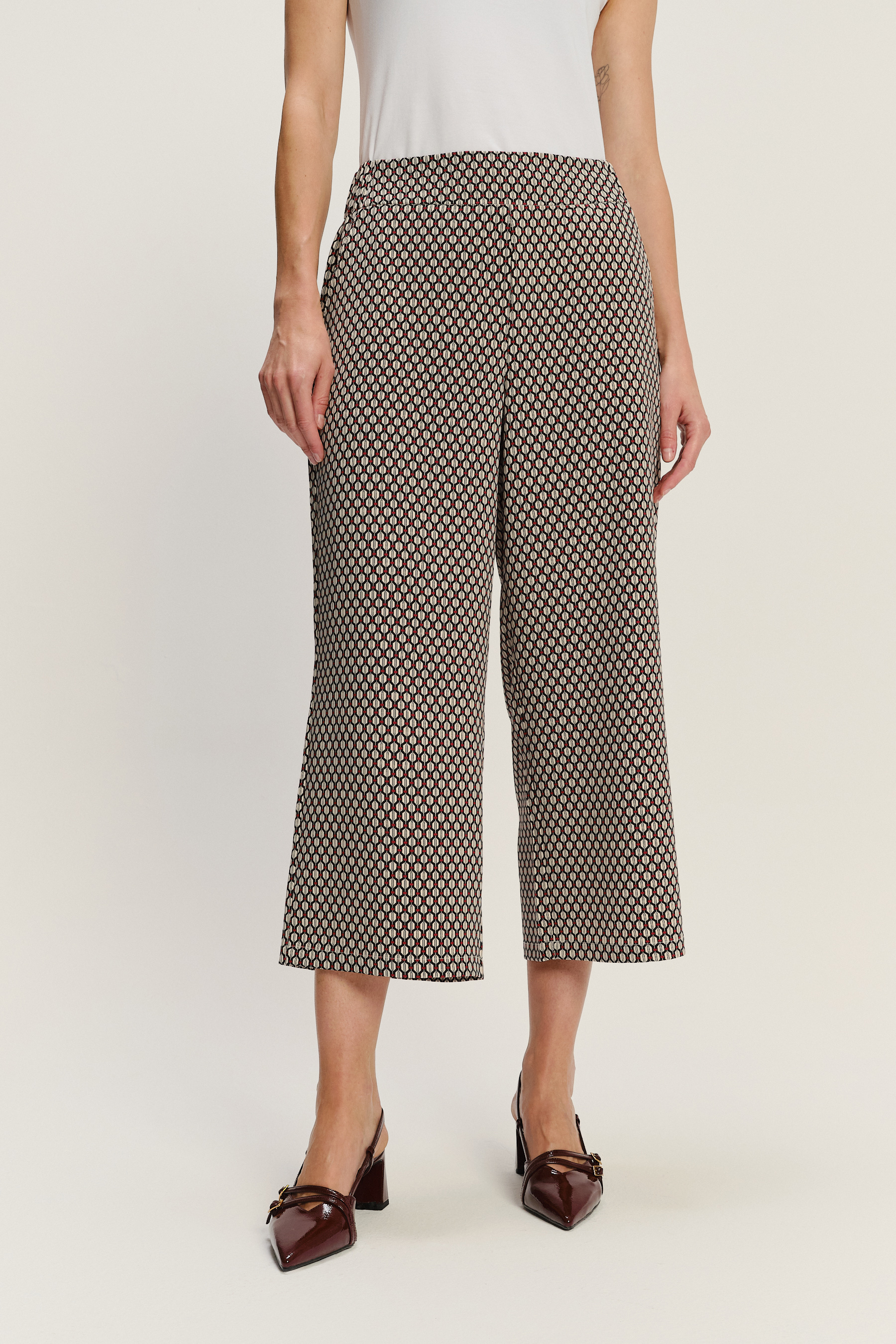 Spodnie typu culotte z printem 