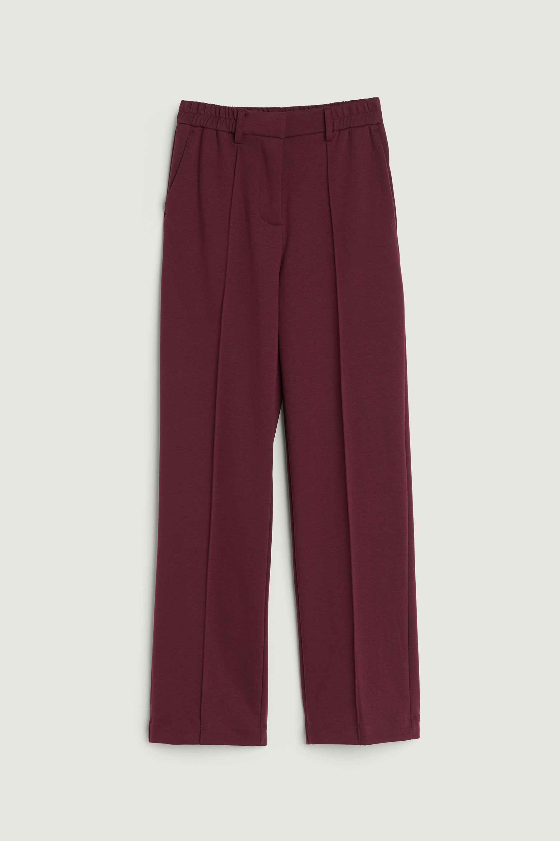 Efektowne bordowe spodnie z wysokim stanem Efektowne bordowe spodnie z wysokim stanem