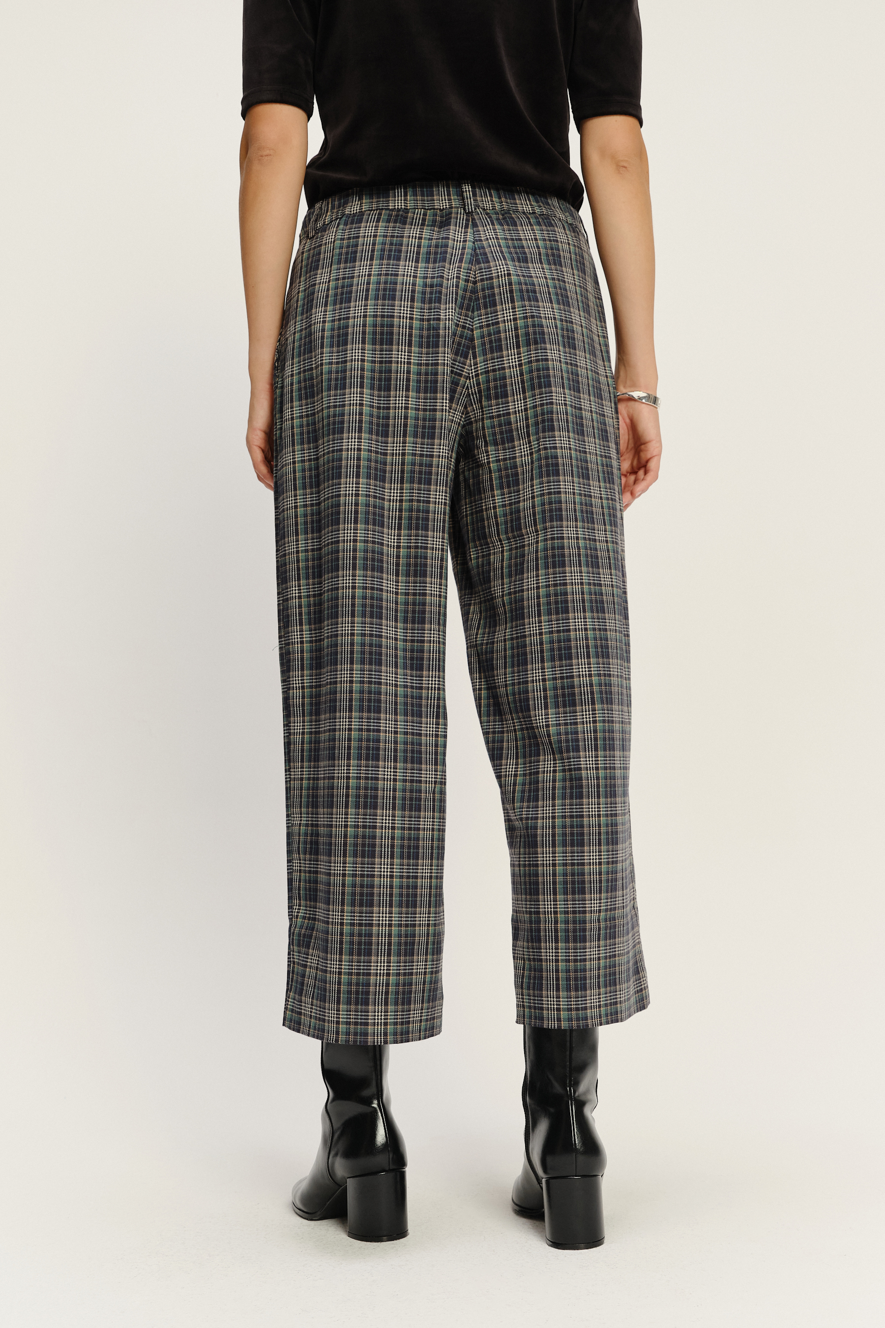 Szerokie wiskozowe spodnie w kratę