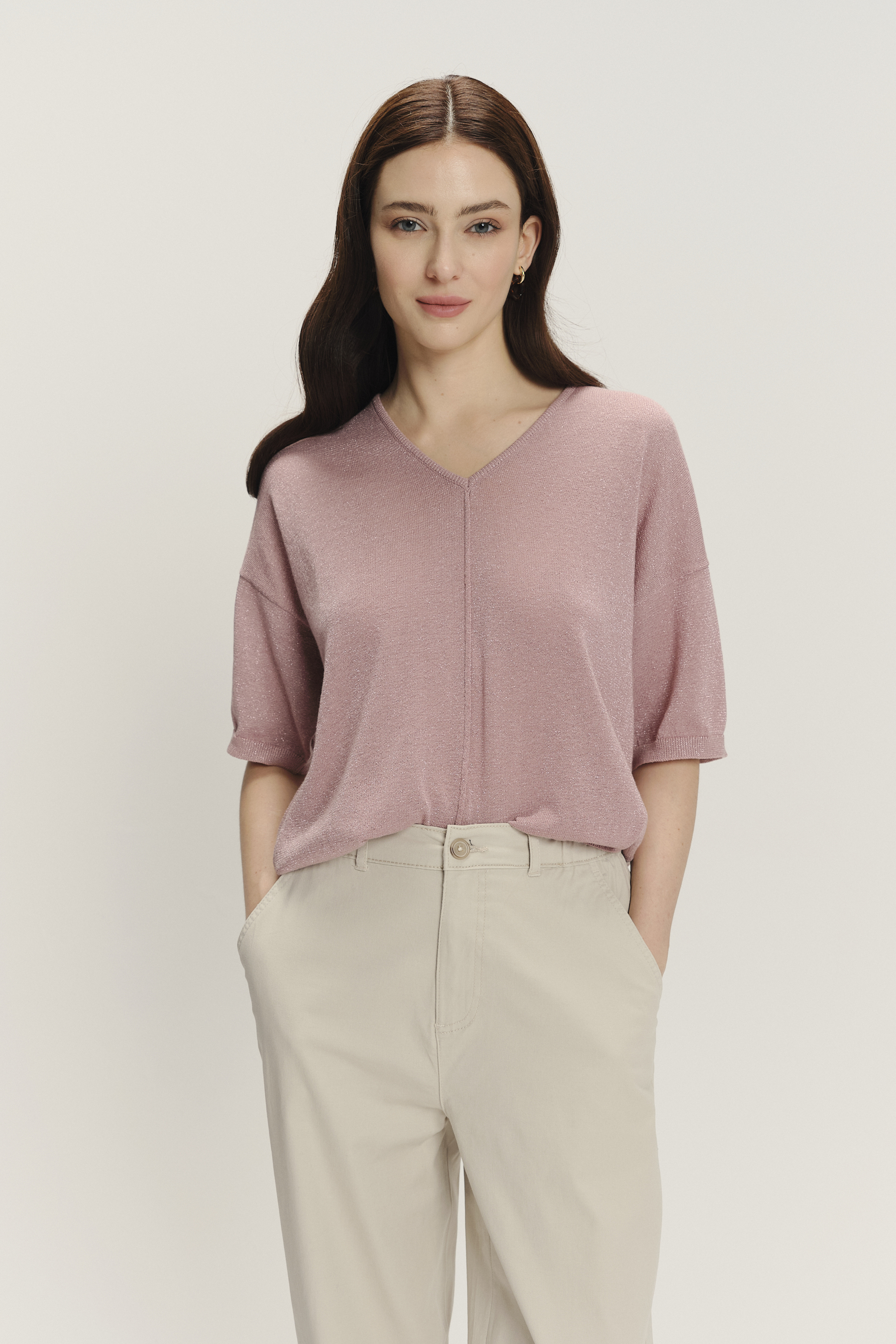 Sweter oversize w kolorze brudnego różu