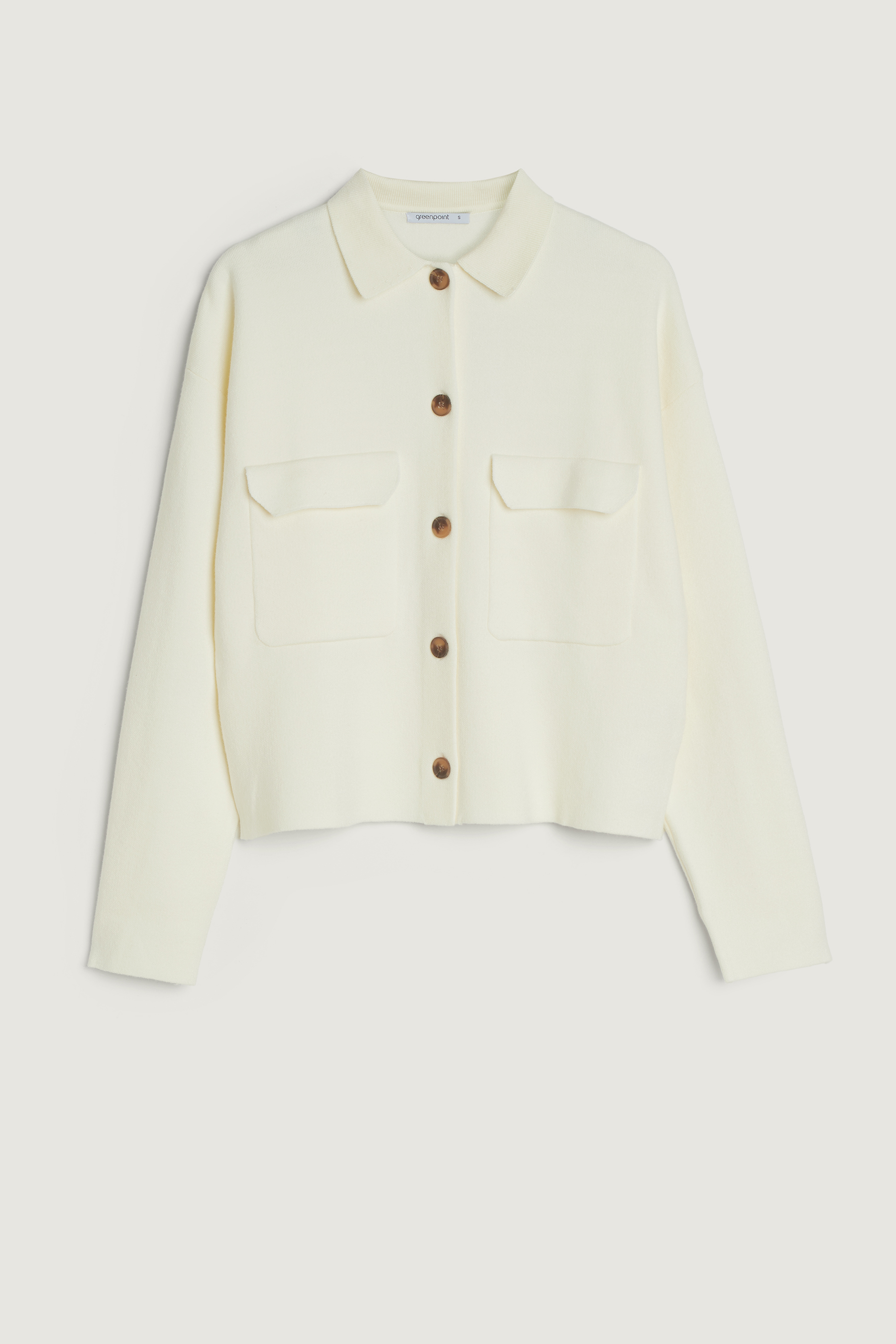 Kremowy kardigan z efektownym kołnierzykiem Kremowy kardigan z efektownym kołnierzykiem