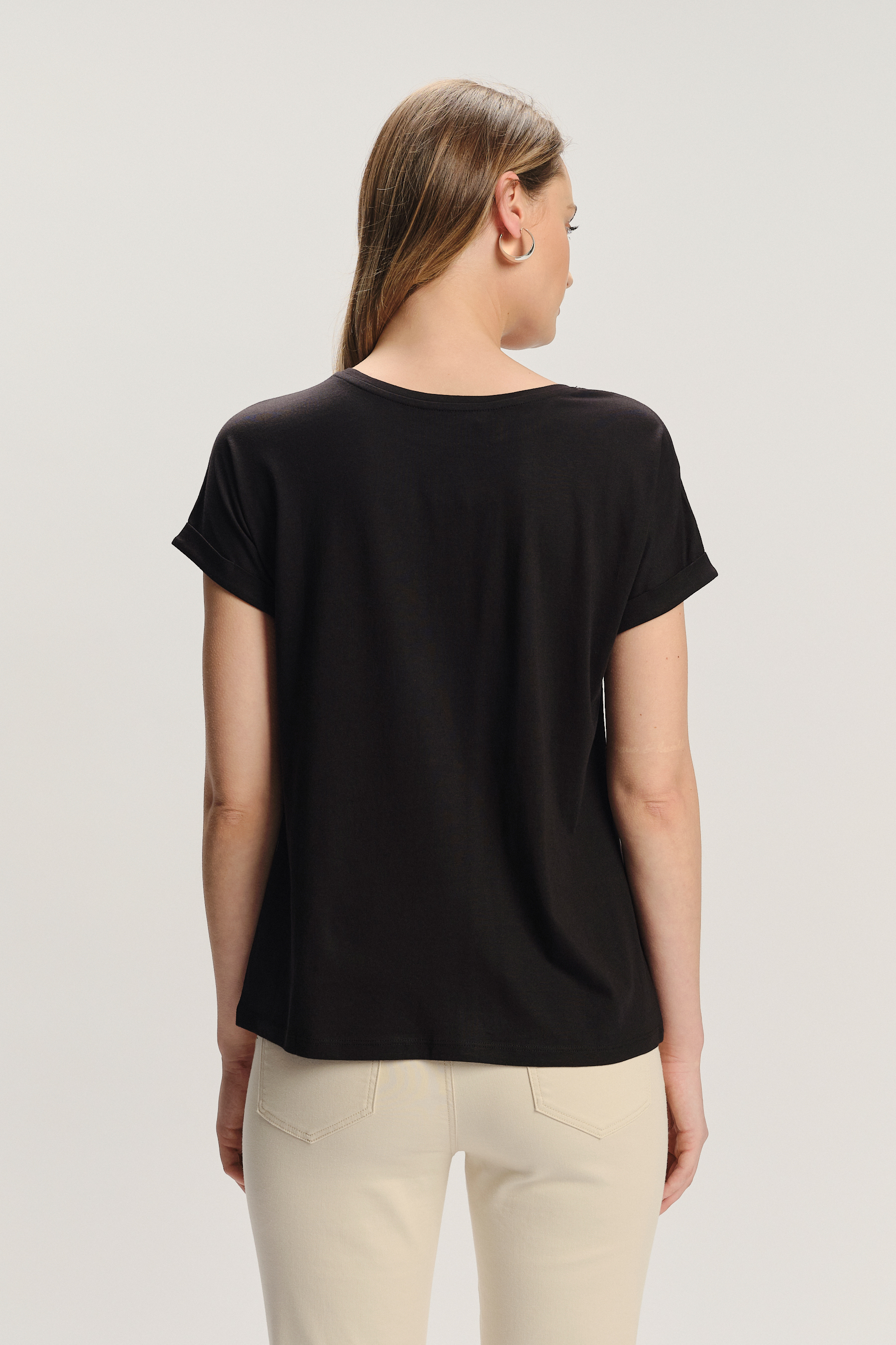 Czarny casualowy top z nadrukiem