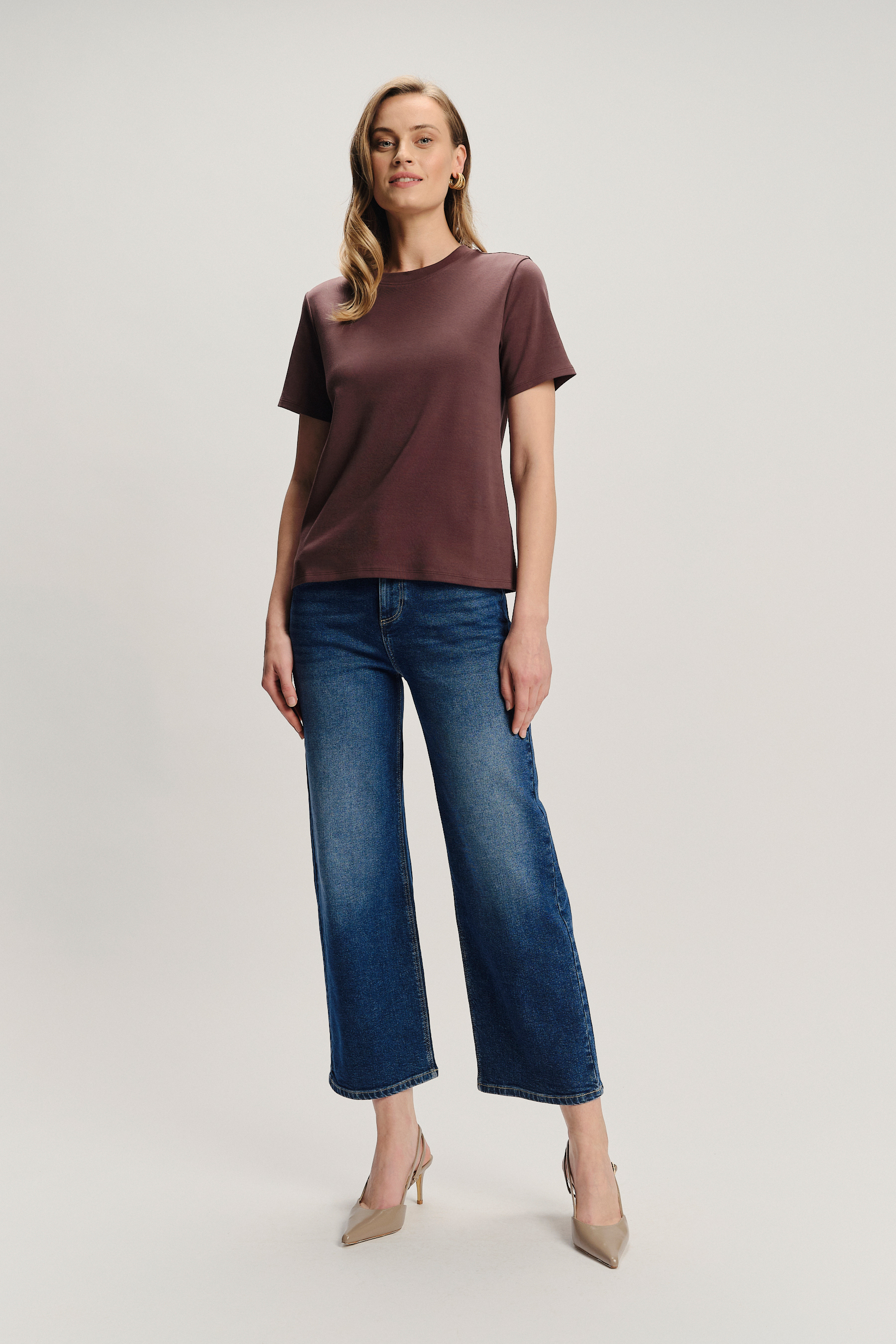 Bawełniany t-shirt basic brązowy