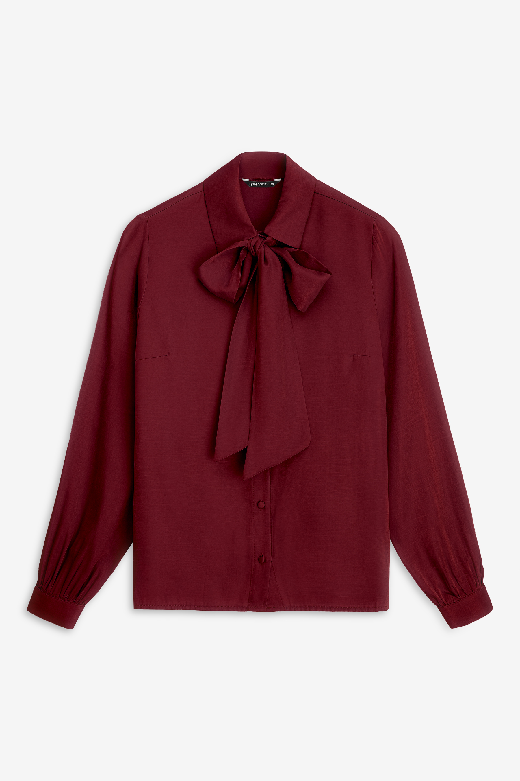 Elegancka bordowa bluzka z wiązaniem