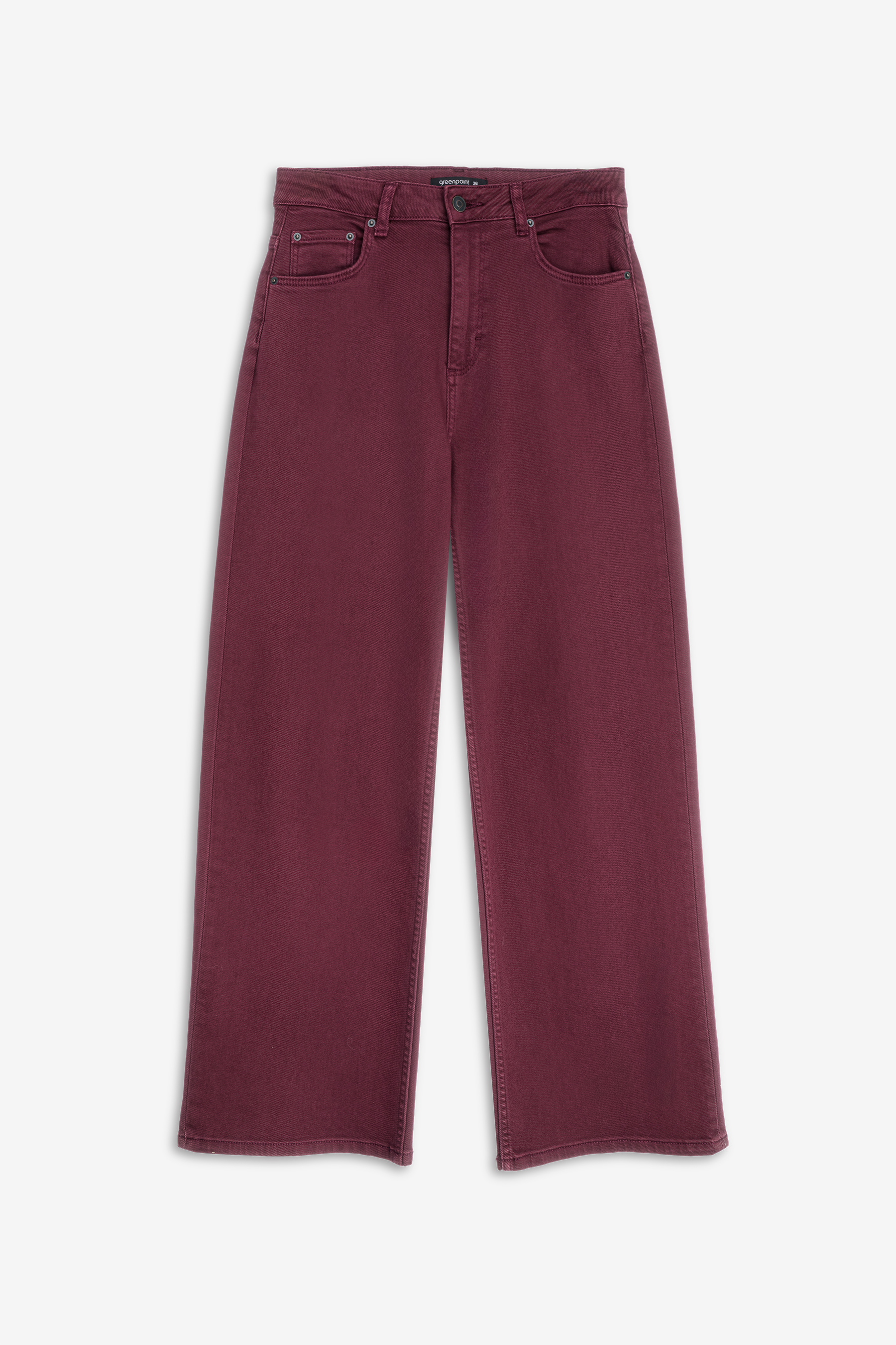 Bordowe jeansy wide leg