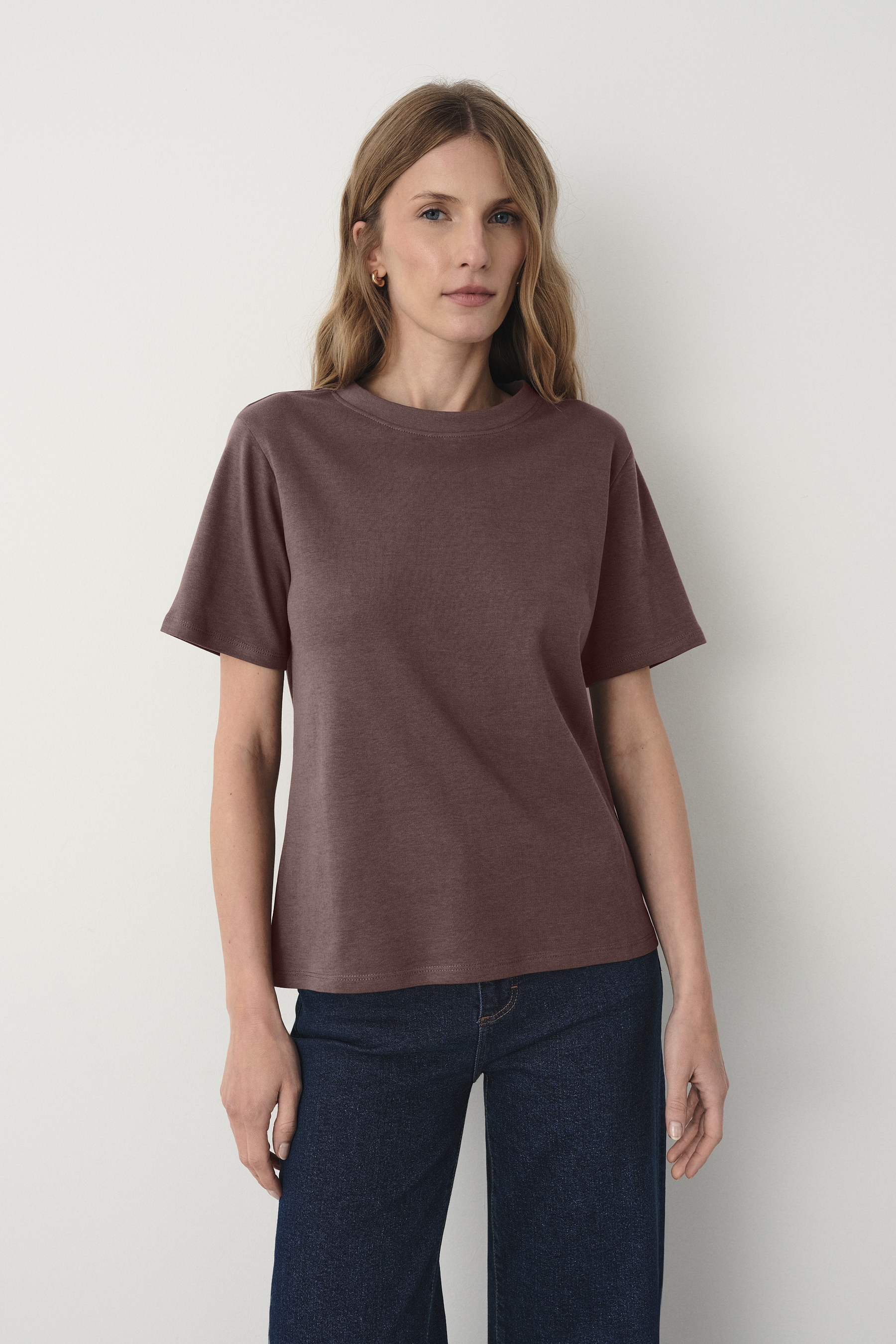 Bawełniany t-shirt w brązowym kolorze