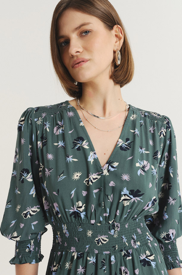 Wiskozowa sukienka maxi z nadrukiem w kwiaty