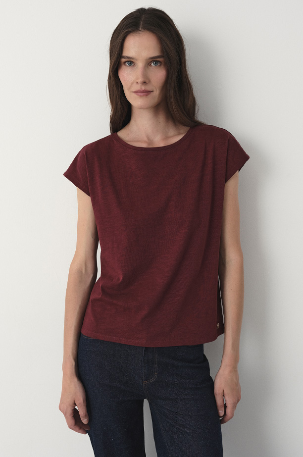 Bawełniany t-shirt w kasztanowym kolorze