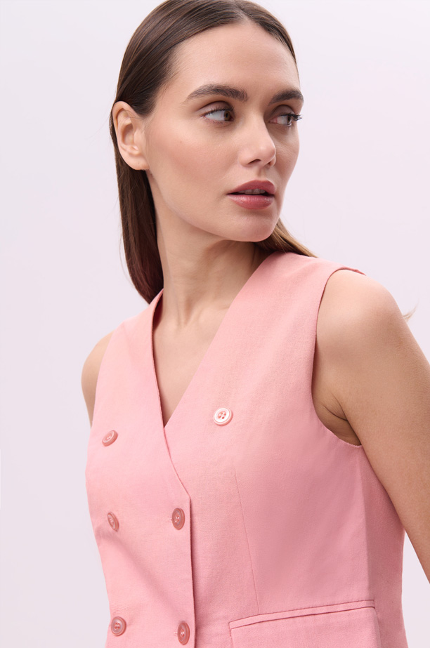 Kamizelka z dwurzędowym zapięciem jasnoróżowa