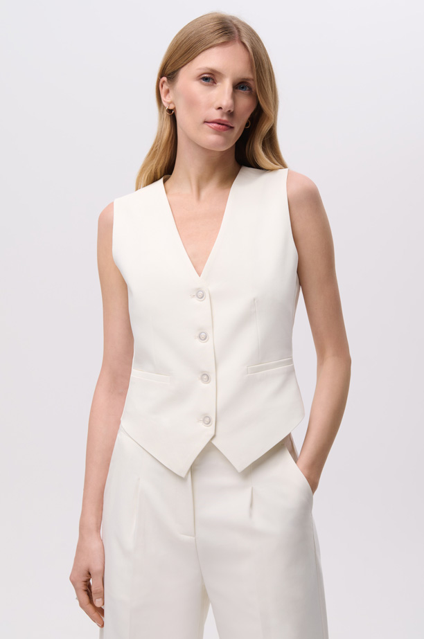 Kamizelka garniturowa w kolorze białym