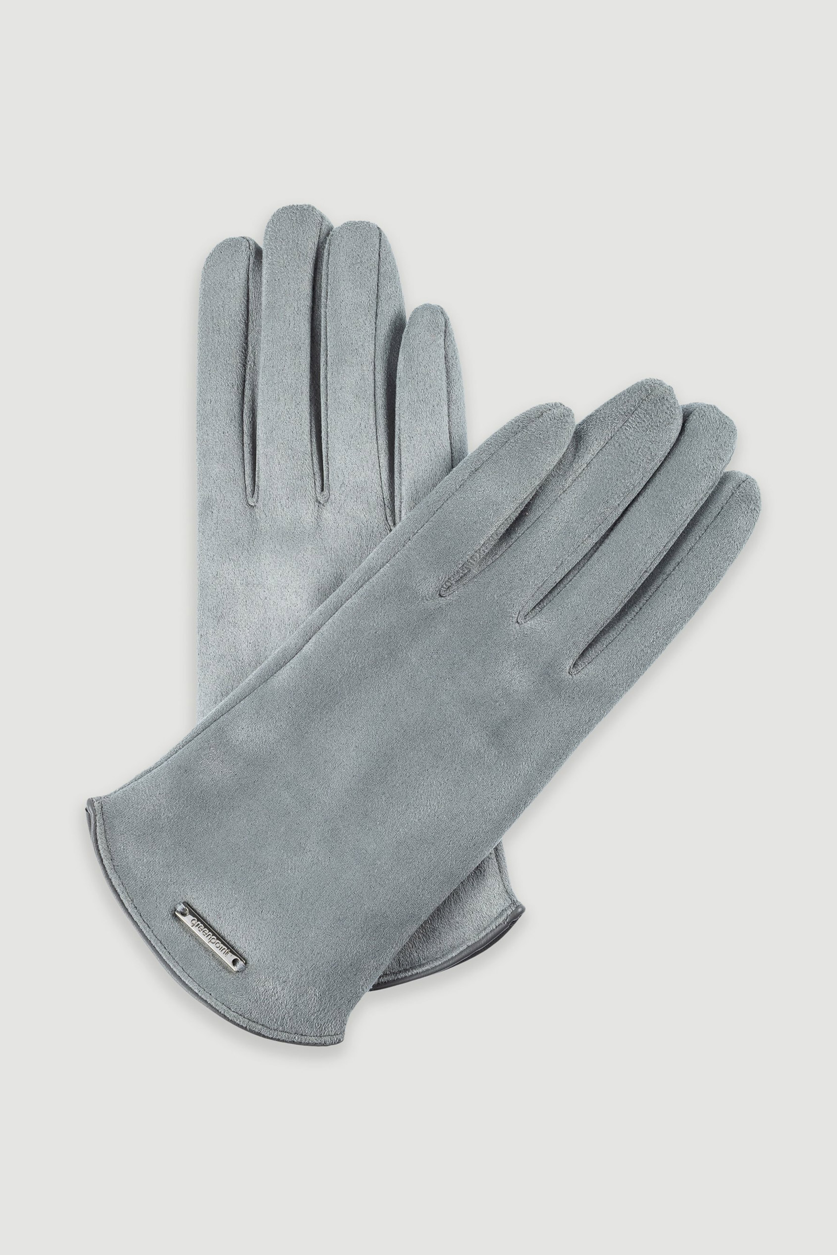 Uniwersalne jasnoszare rękawiczki z eko zamszu