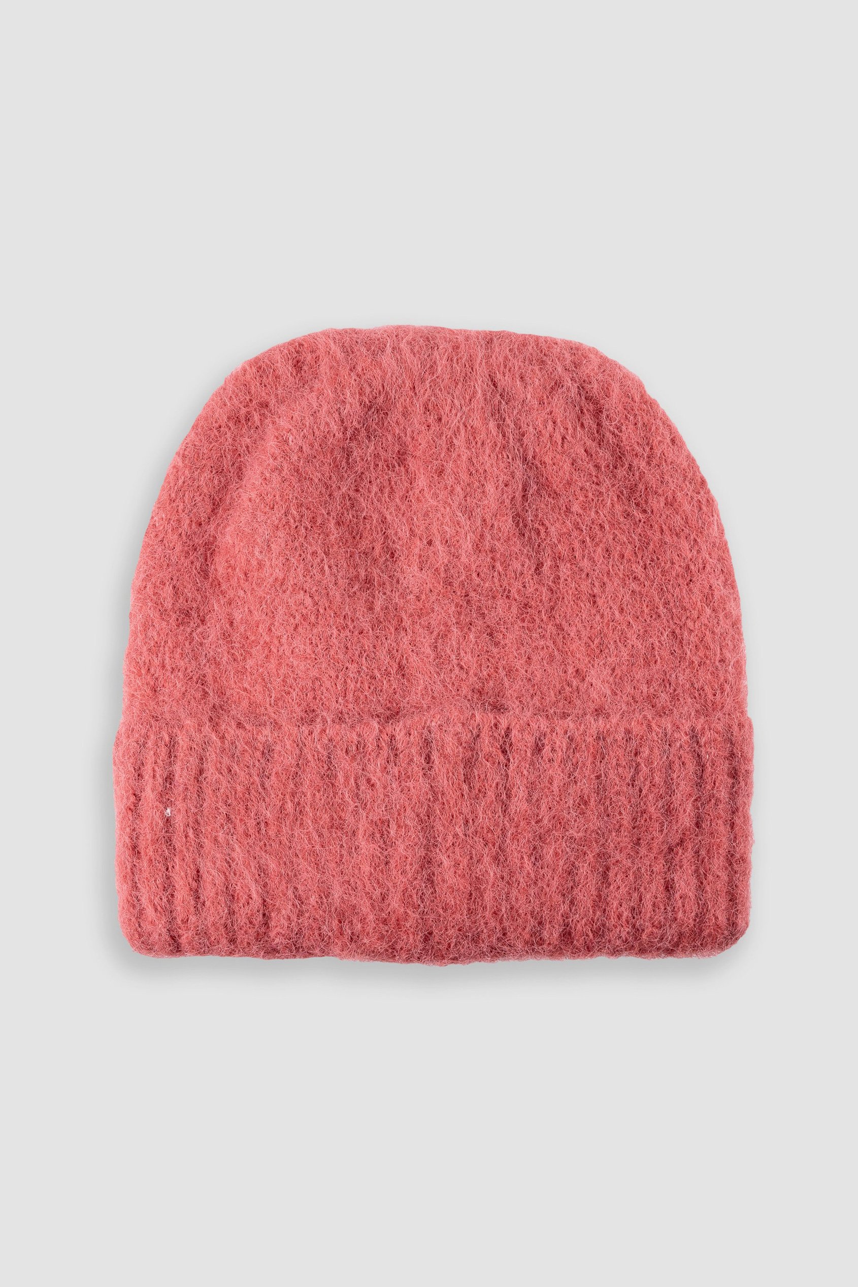 Brzoskwiniowa czapka typu beanie z dodatkiem wełny