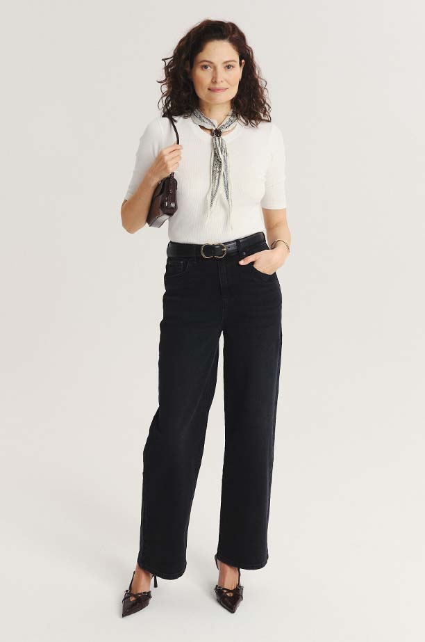 Klasyczne czarne jeansy z prostą nogawką