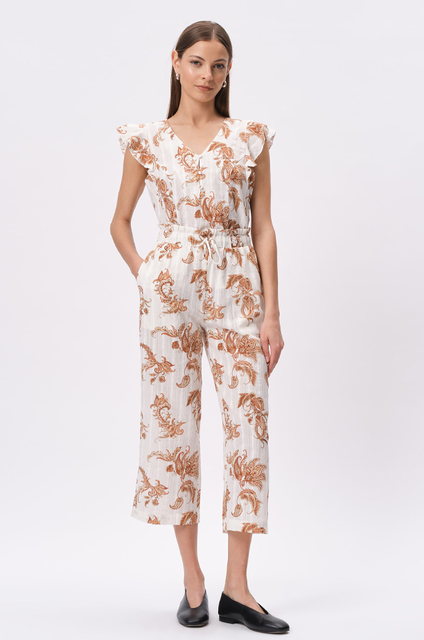 Spodnie typu culotte z nadrukiem paisley