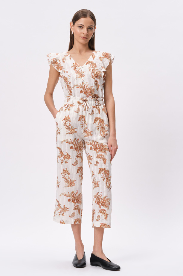 Spodnie typu culotte z nadrukiem paisley