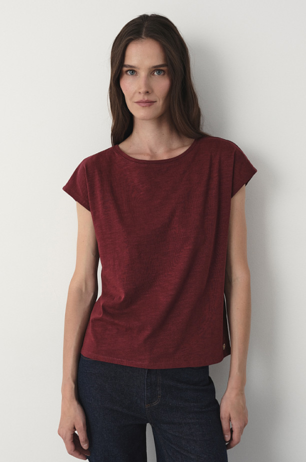 Bawełniany t-shirt w kasztanowym kolorze