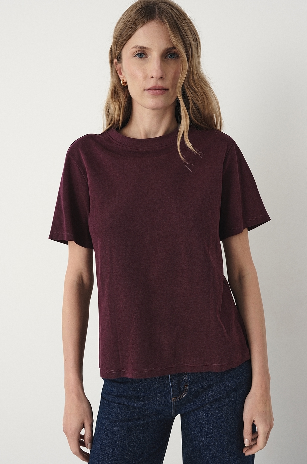 Bawełniany t-shirt w fioletowym kolorze
