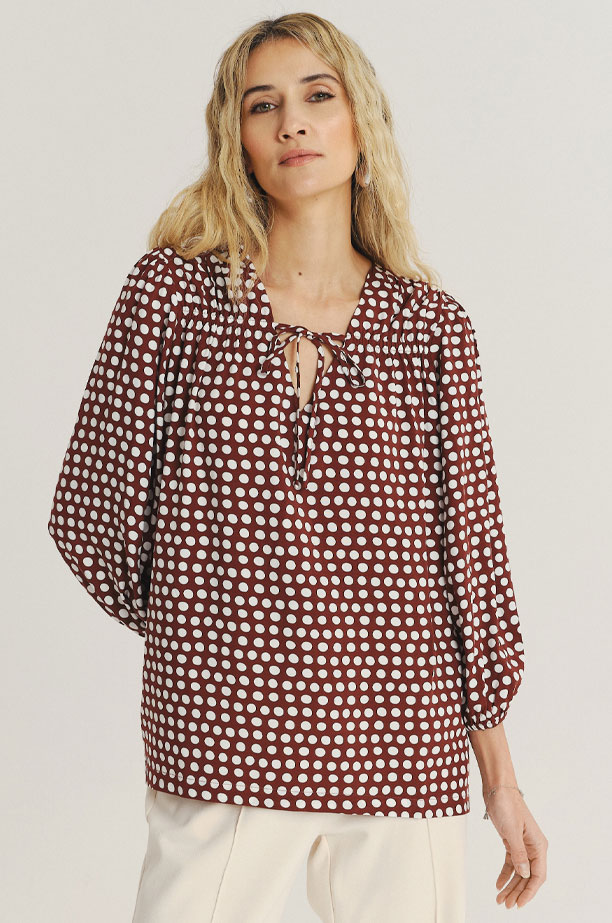 Wiskozowa lekka bluzka z nadrukiem w kropki