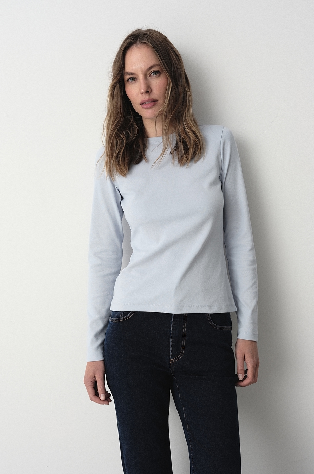Błękitny gładki longsleeve