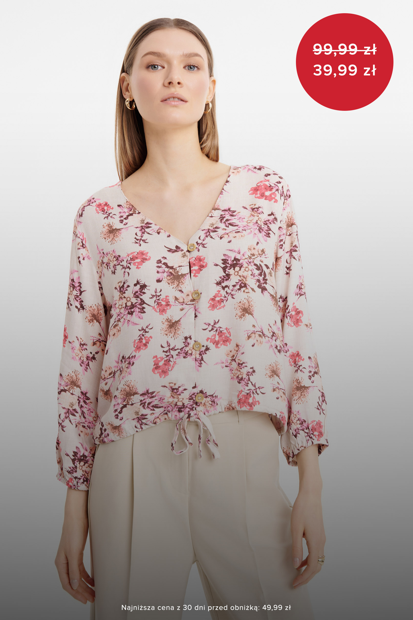 Wiskozowa bluzka w różowe kwiaty